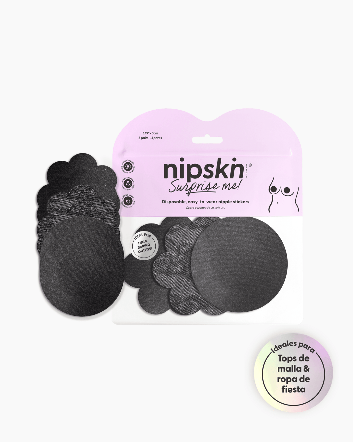 Black surprise me - Stickers para cubrir los pezones de un solo uso - Nipskin® - Nipskin ES