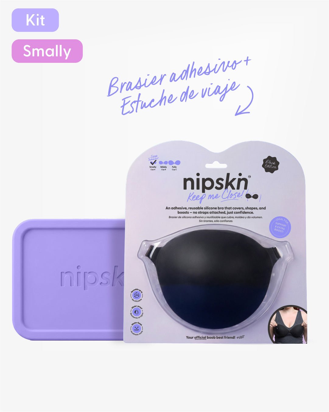 Brasier Invisible Adhesivo de Silicona Negro más Estuche - Nipskin® - Nipskin ES