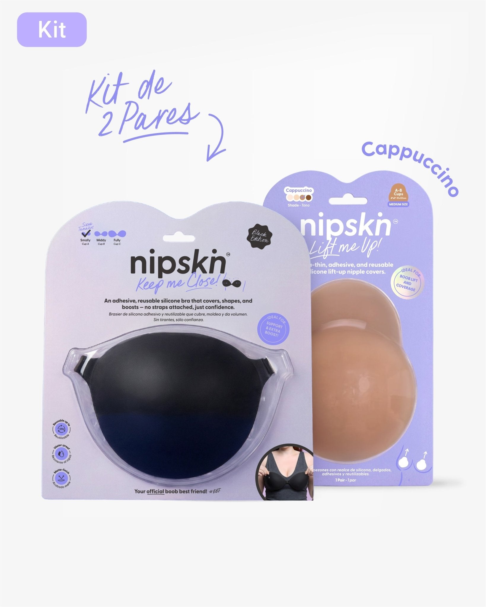 Kit Brasier Adhesivo + Copas Adhesivas en Silicona Para Levantar busto (Talla M) - Nipskin® - Nipskin ES