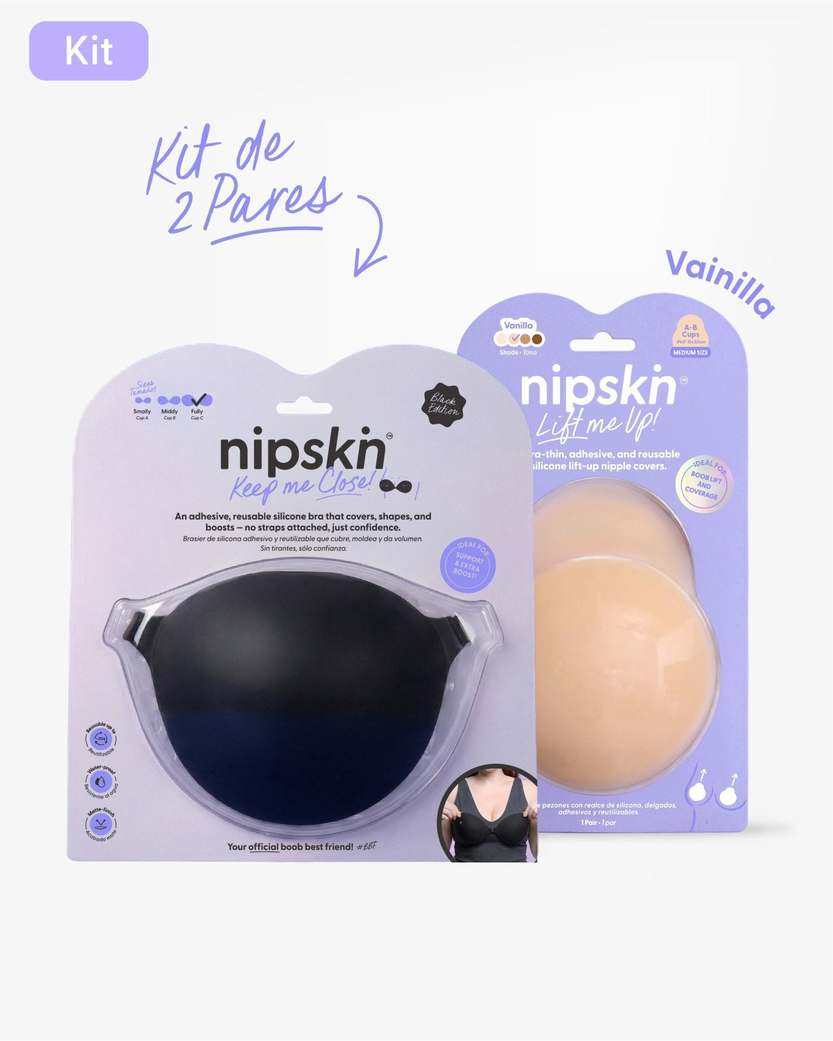 Kit Brasier Adhesivo + Copas Adhesivas en Silicona Para Levantar busto (Talla M) - Nipskin® - Nipskin ES