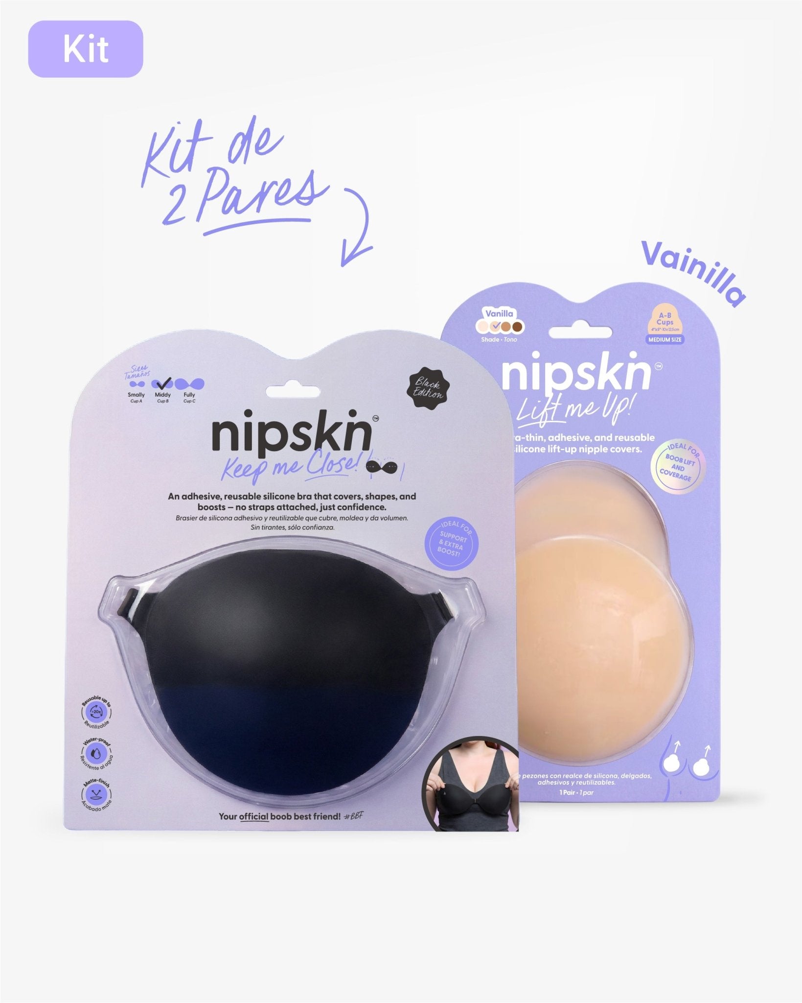 Kit Brasier Adhesivo + Copas Adhesivas en Silicona Para Levantar busto (Talla M) - Nipskin® - Nipskin ES