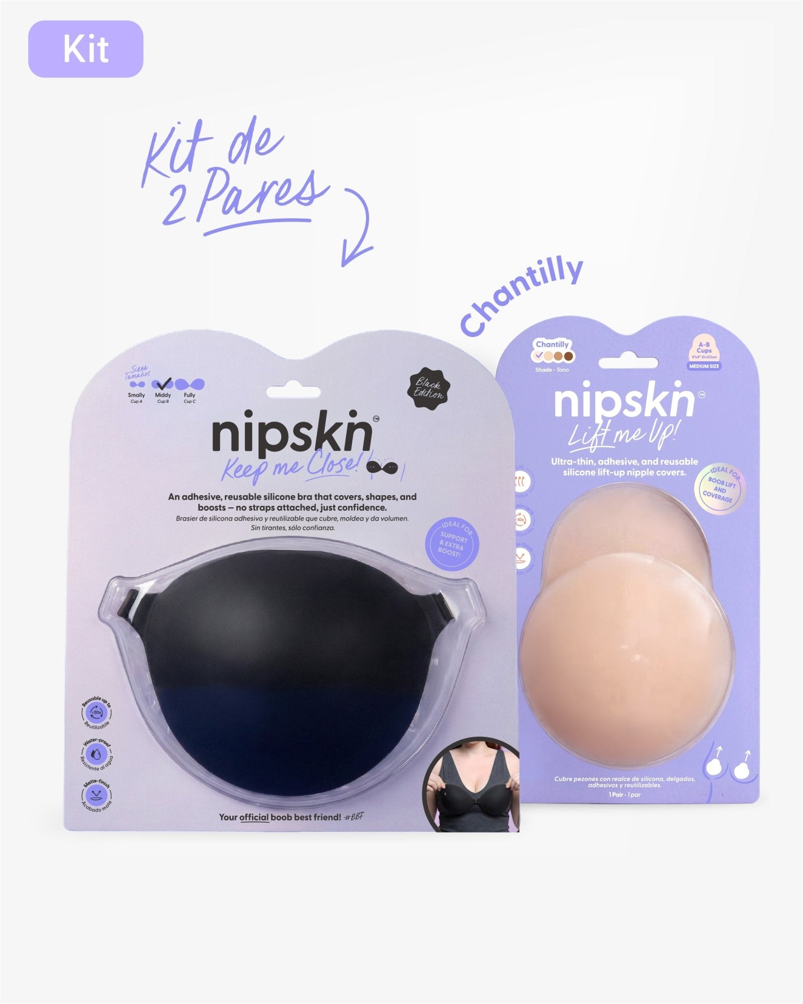 Kit Brasier Adhesivo + Copas Adhesivas en Silicona Para Levantar busto (Talla M) - Nipskin® - Nipskin ES