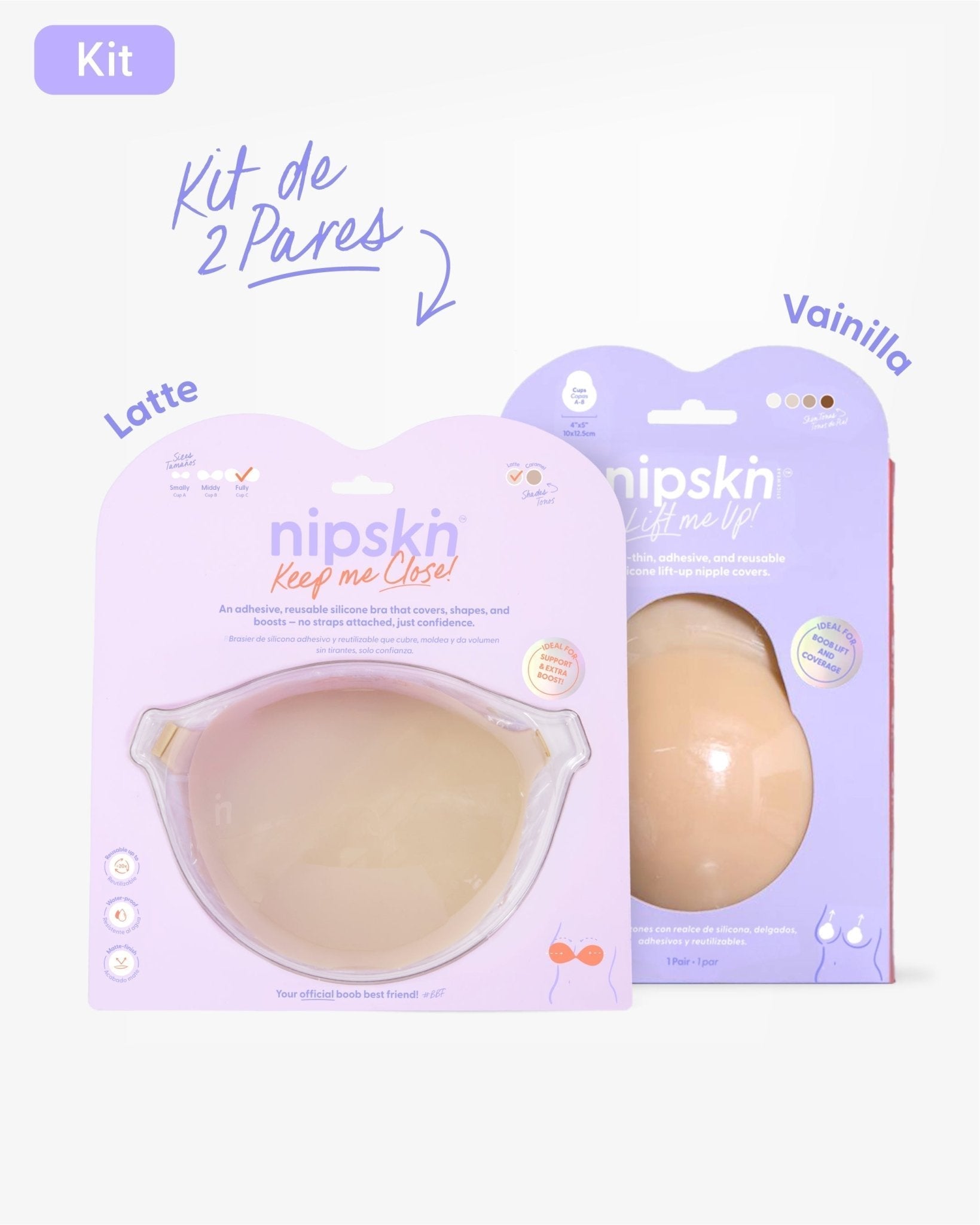 Kit Brasier Adhesivo + Copas Adhesivas en Silicona Para Levantar busto (Talla M) - Nipskin® - Nipskin ES