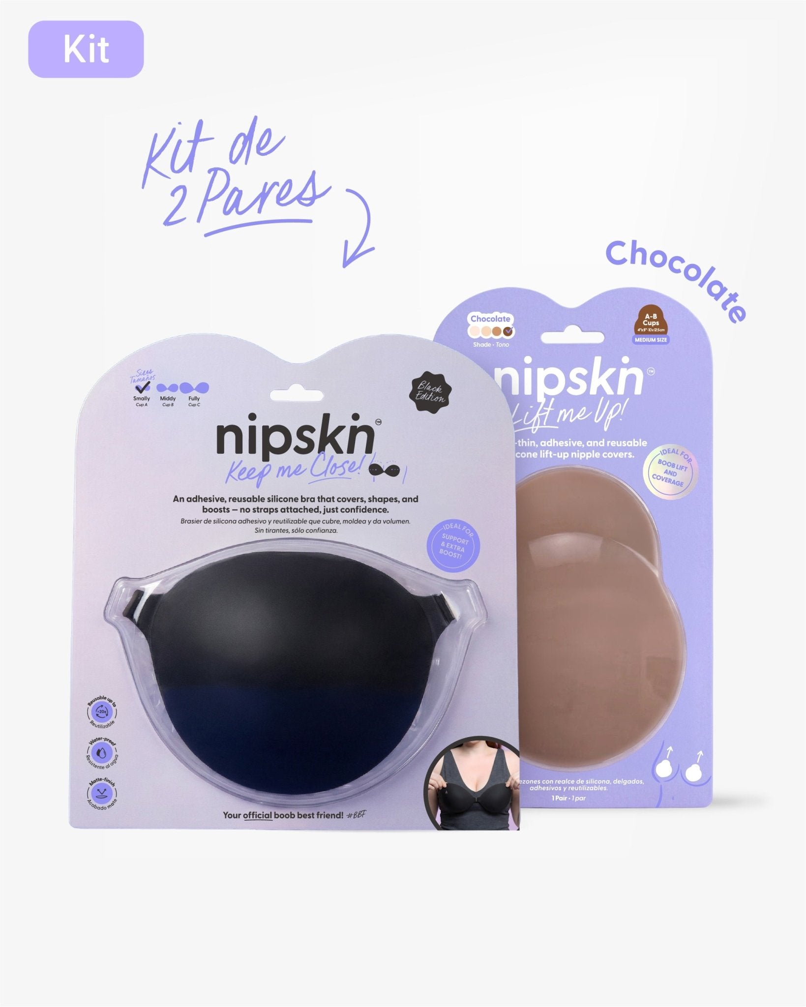 Kit Brasier Adhesivo + Copas Adhesivas en Silicona Para Levantar busto (Talla M) - Nipskin® - Nipskin ES