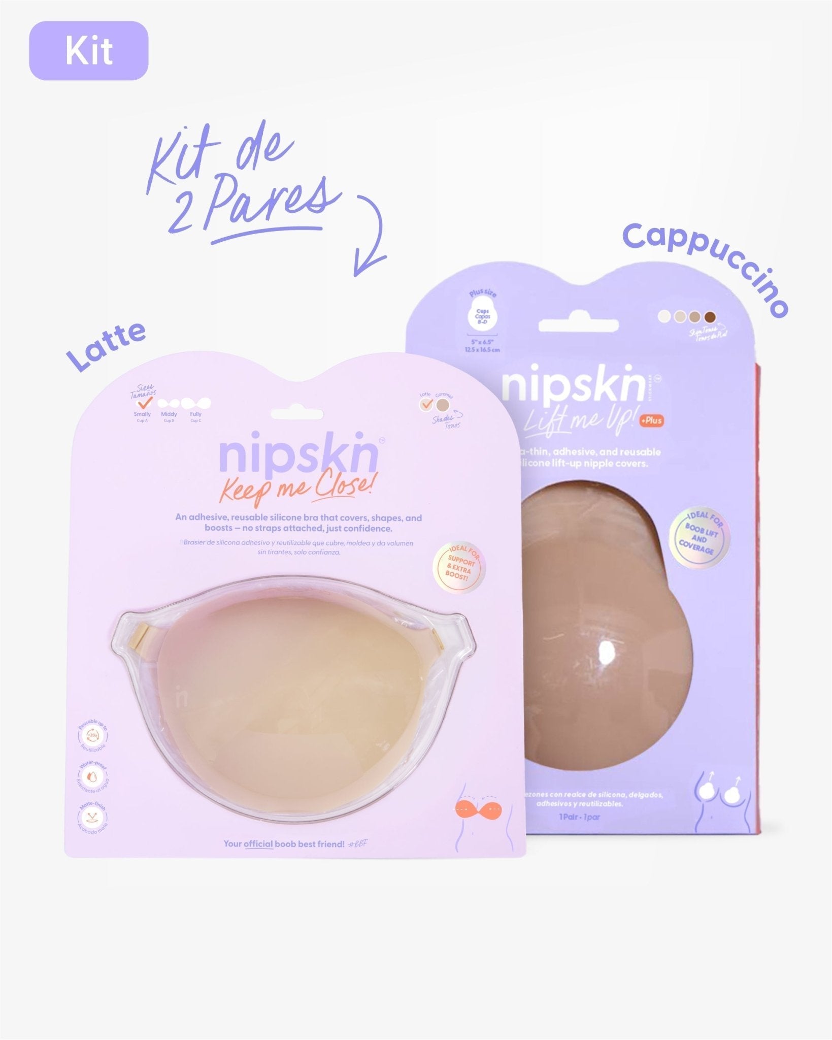 Kit Brasier Adhesivo + Copas Adhesivas en Silicona Para Levantar busto (Talla PLUS) - Nipskin® - Nipskin ES