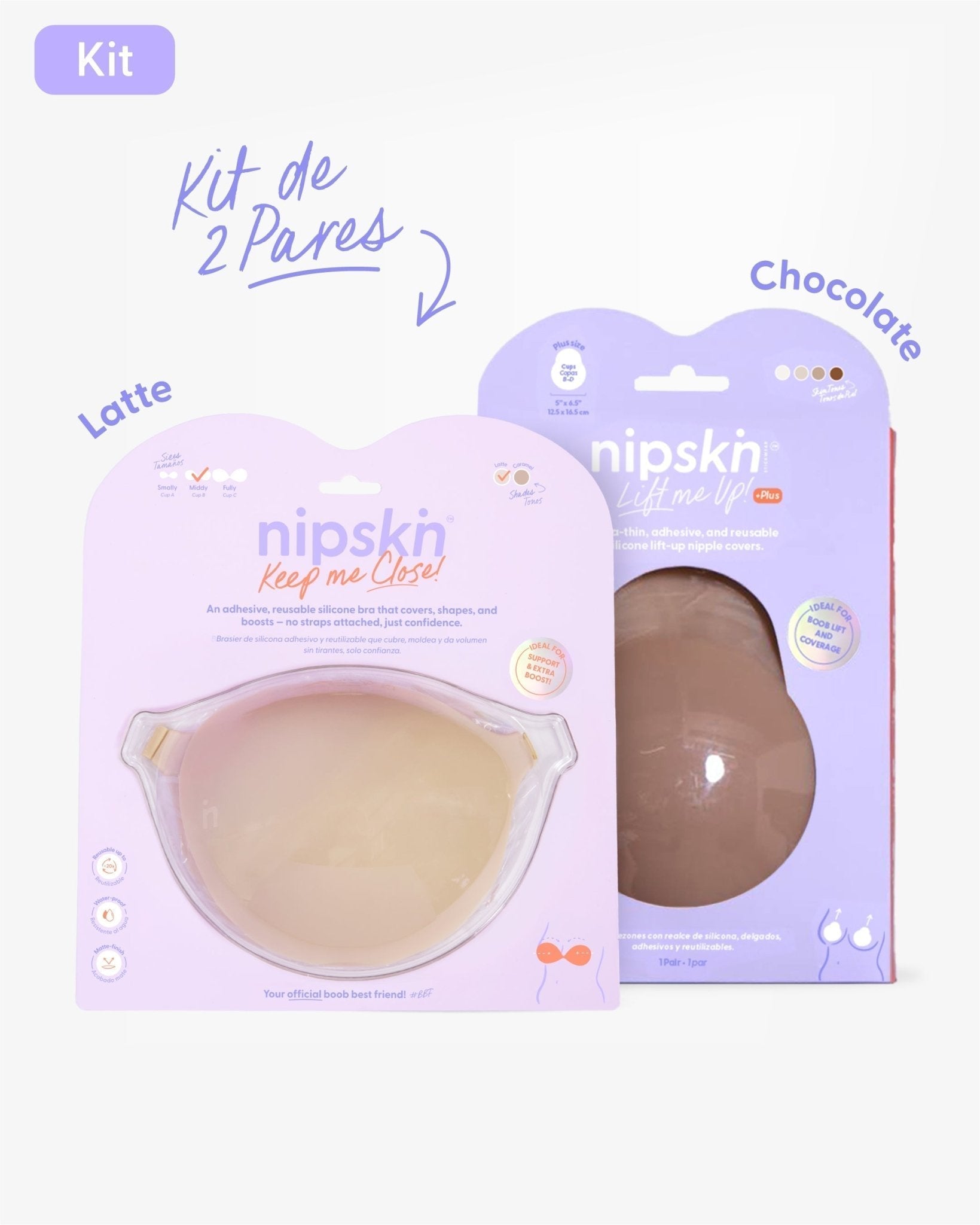 Kit Brasier Adhesivo + Copas Adhesivas en Silicona Para Levantar busto (Talla PLUS) - Nipskin® - Nipskin ES