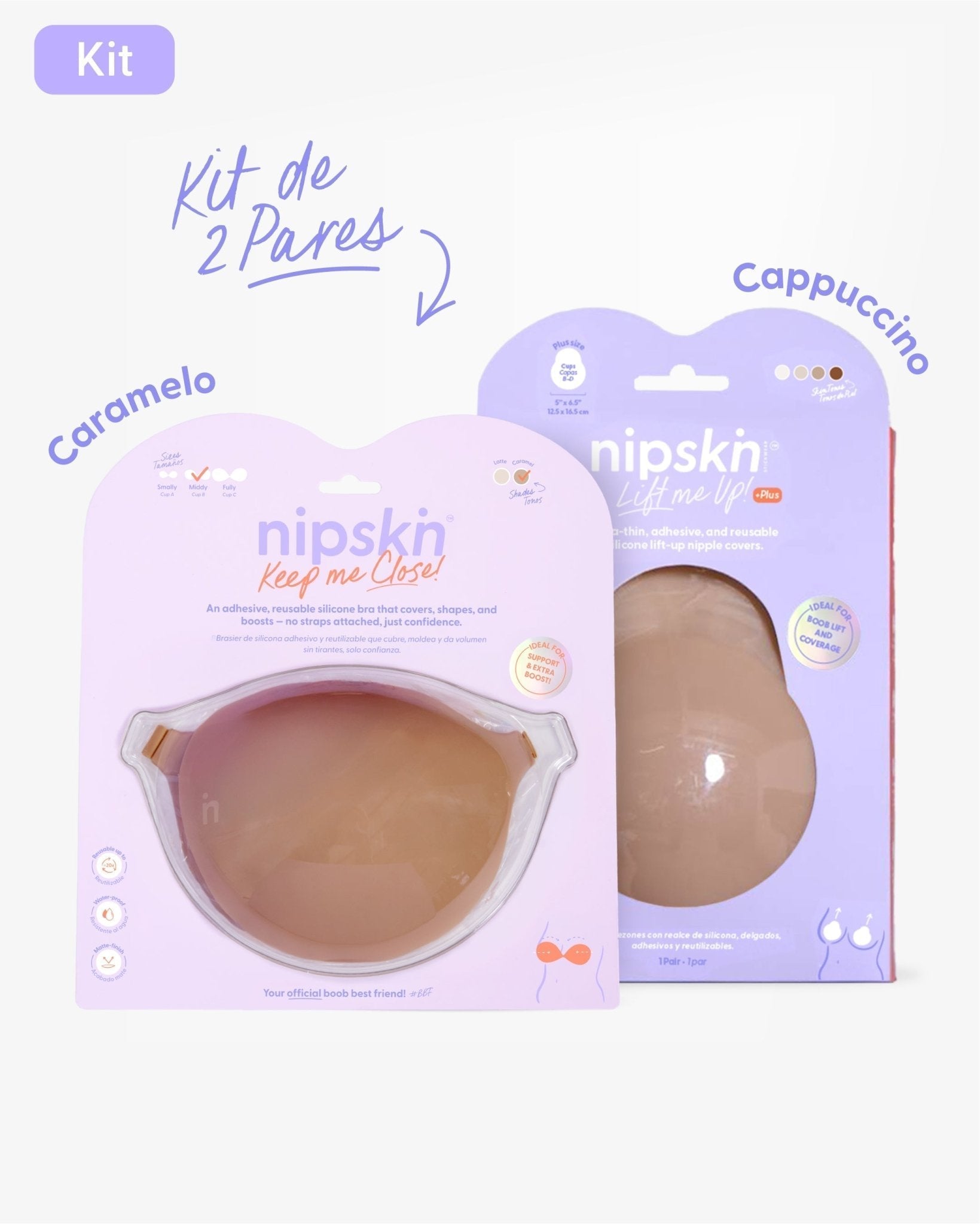 Kit Brasier Adhesivo + Copas Adhesivas en Silicona Para Levantar busto (Talla PLUS) - Nipskin® - Nipskin ES
