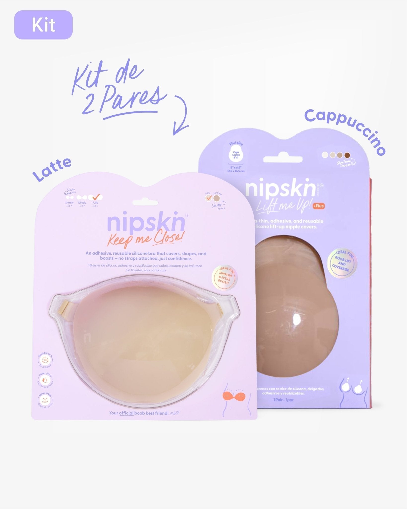Kit Brasier Adhesivo + Copas Adhesivas en Silicona Para Levantar busto (Talla PLUS) - Nipskin® - Nipskin ES