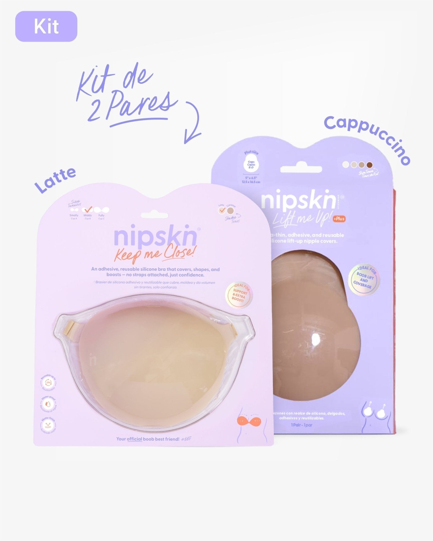 Kit Brasier Adhesivo + Copas Adhesivas en Silicona Para Levantar busto (Talla PLUS) - Nipskin® - Nipskin ES