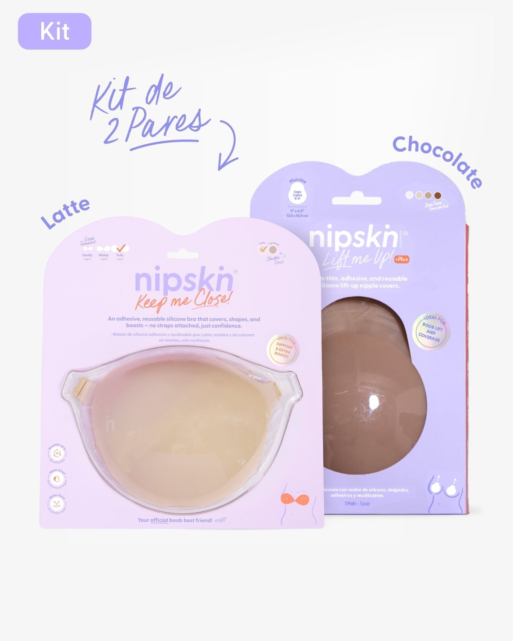 Kit Brasier Adhesivo + Copas Adhesivas en Silicona Para Levantar busto (Talla PLUS) - Nipskin® - Nipskin ES