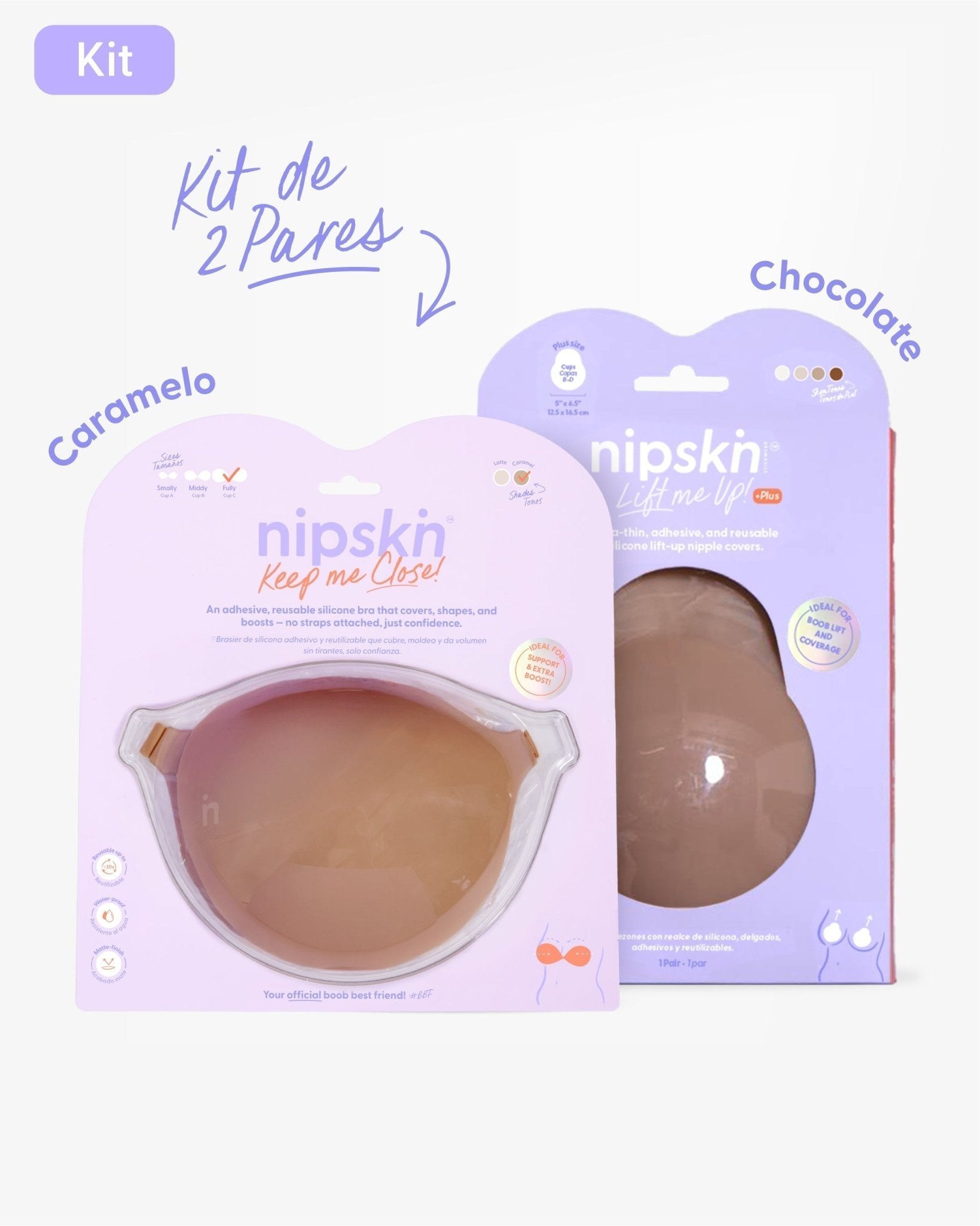Kit Brasier Adhesivo + Copas Adhesivas en Silicona Para Levantar busto (Talla PLUS) - Nipskin® - Nipskin ES