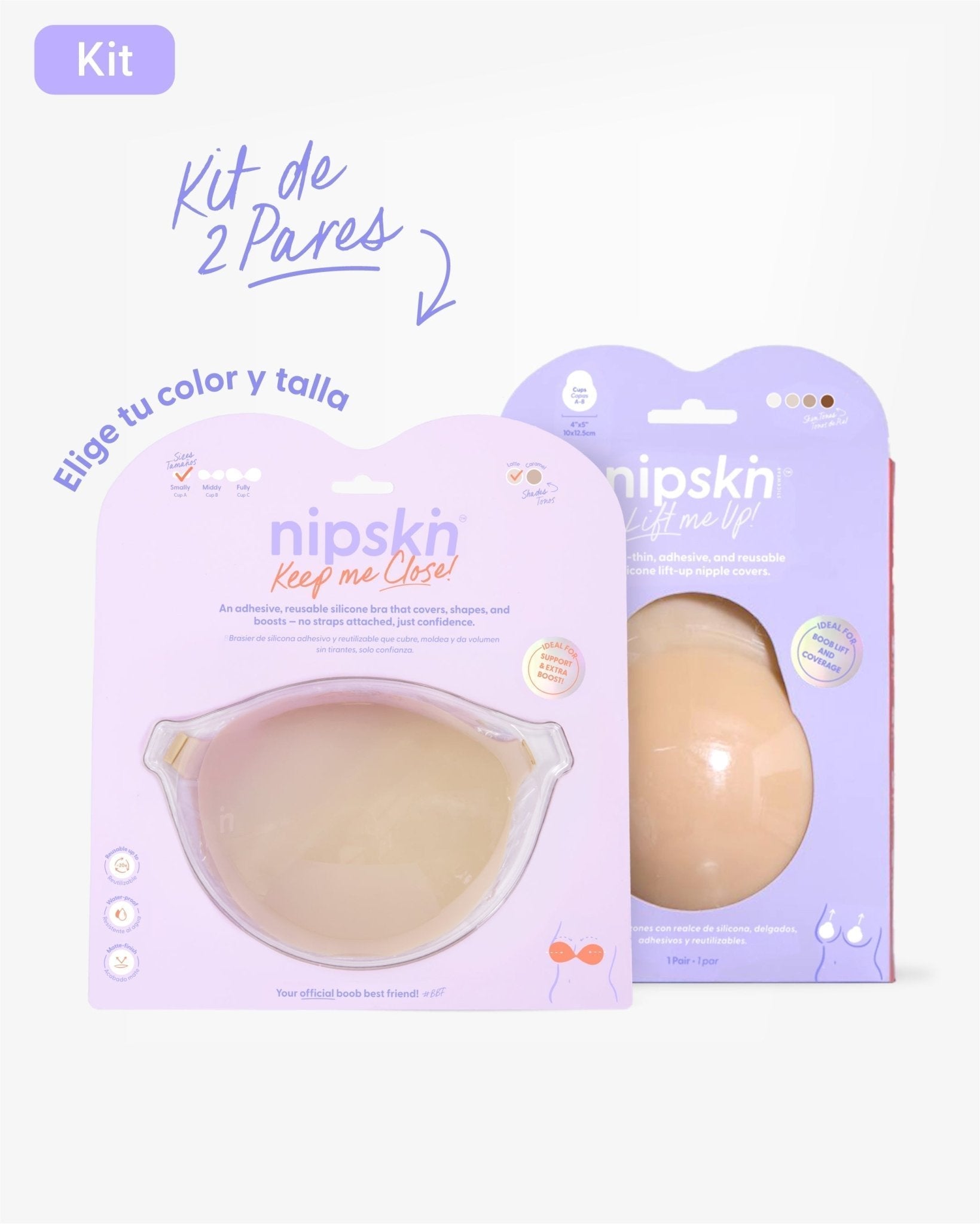 Kit Brasier Adhesivo + Copas Adhesivas en Silicona Para Levantar busto (Talla PLUS) - Nipskin® - Nipskin ES