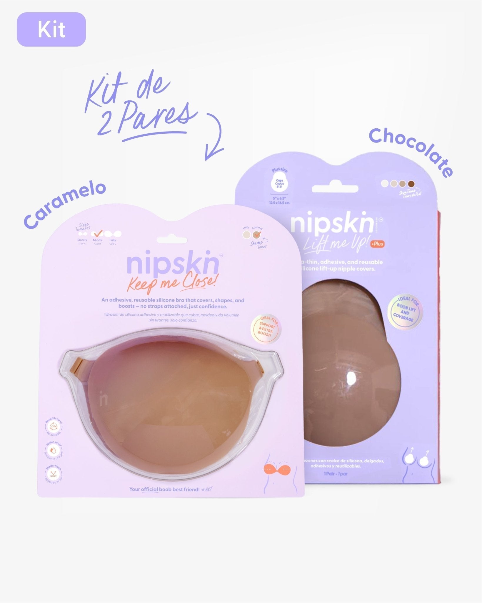 Kit Brasier Adhesivo + Copas Adhesivas en Silicona Para Levantar busto (Talla PLUS) - Nipskin® - Nipskin ES