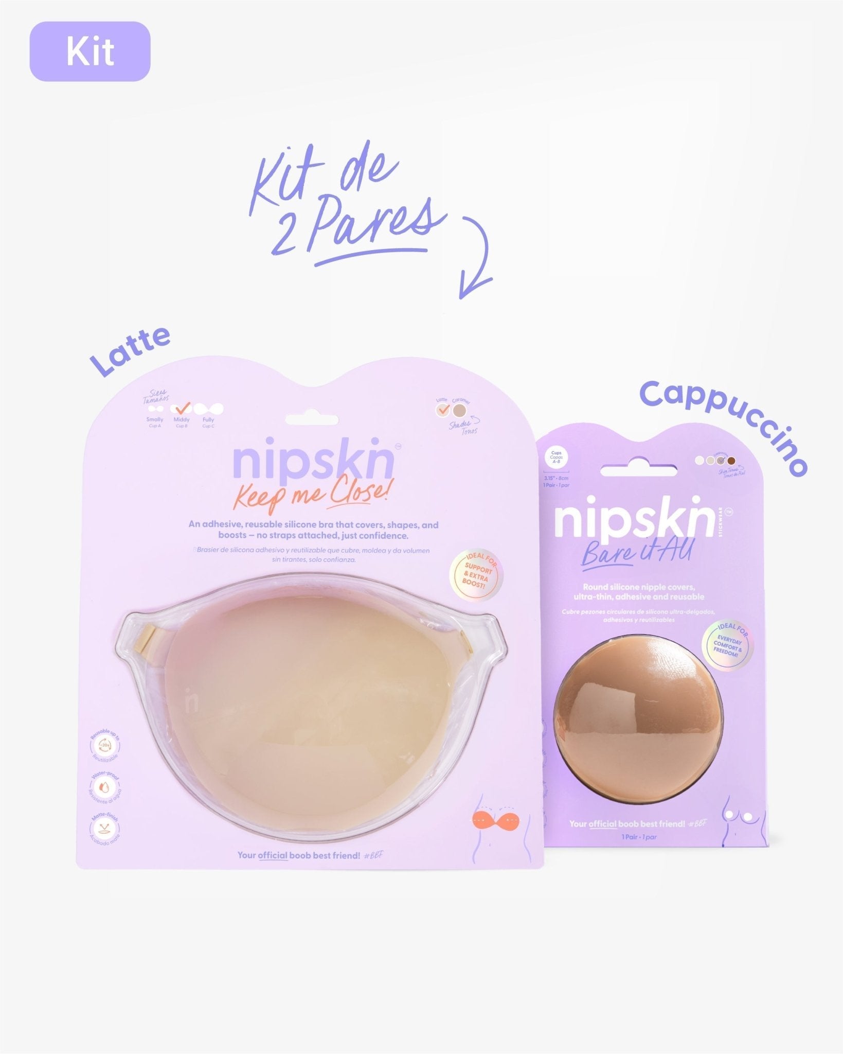 Kit Brasier Adhesivo + Cubre Pezón de Silicona (Talla M) - Nipskin® - Nipskin ES