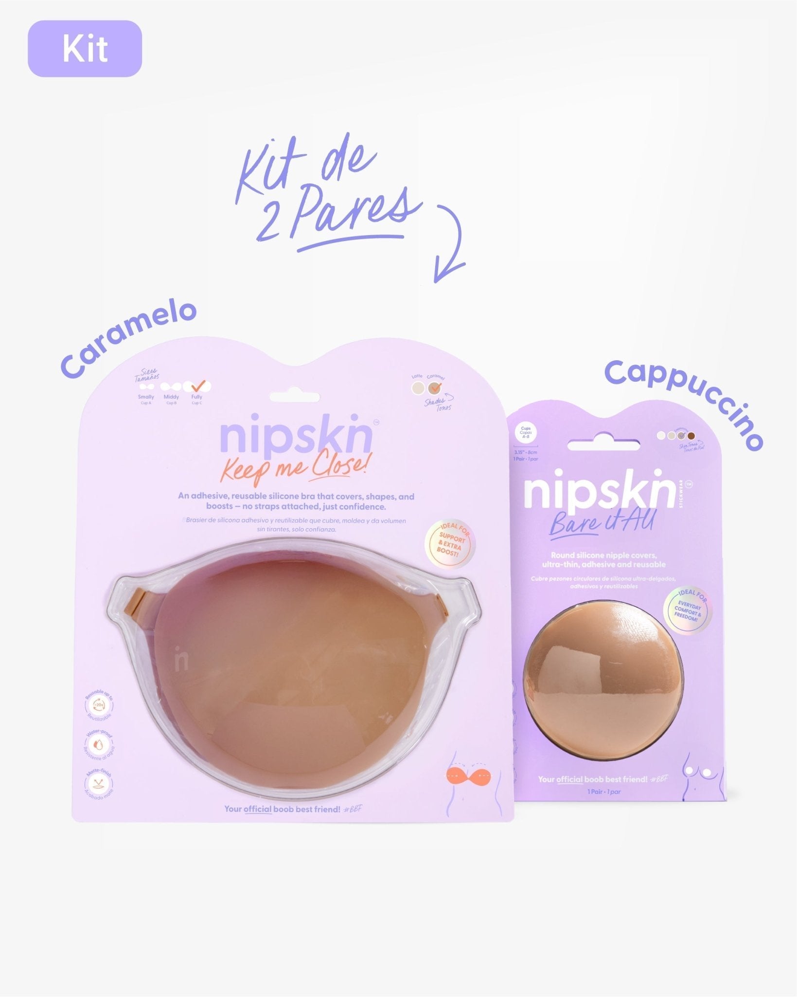 Kit Brasier Adhesivo + Cubre Pezón de Silicona (Talla M) - Nipskin® - Nipskin ES
