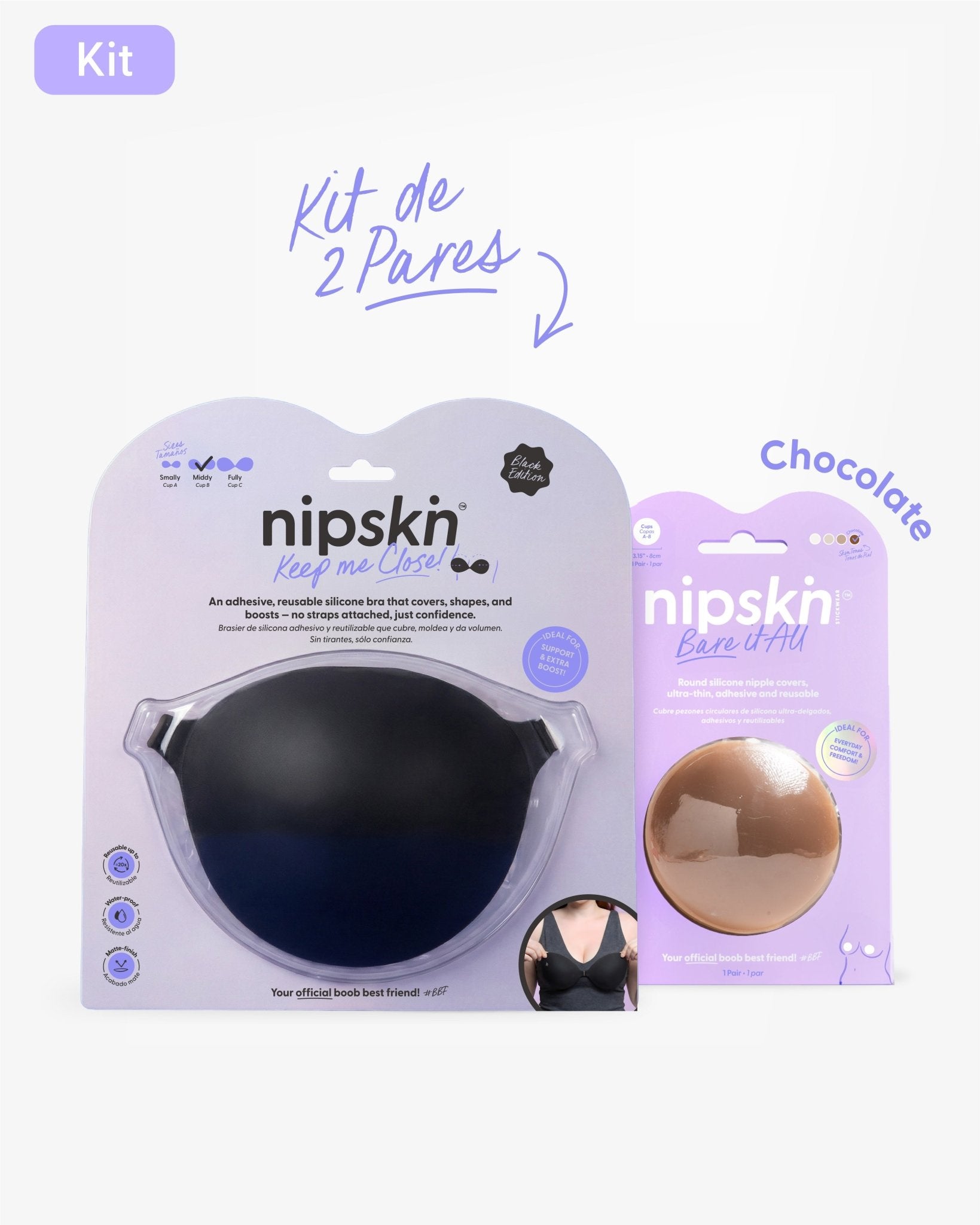 Kit Brasier Adhesivo + Cubre Pezón de Silicona (Talla M) - Nipskin® - Nipskin ES