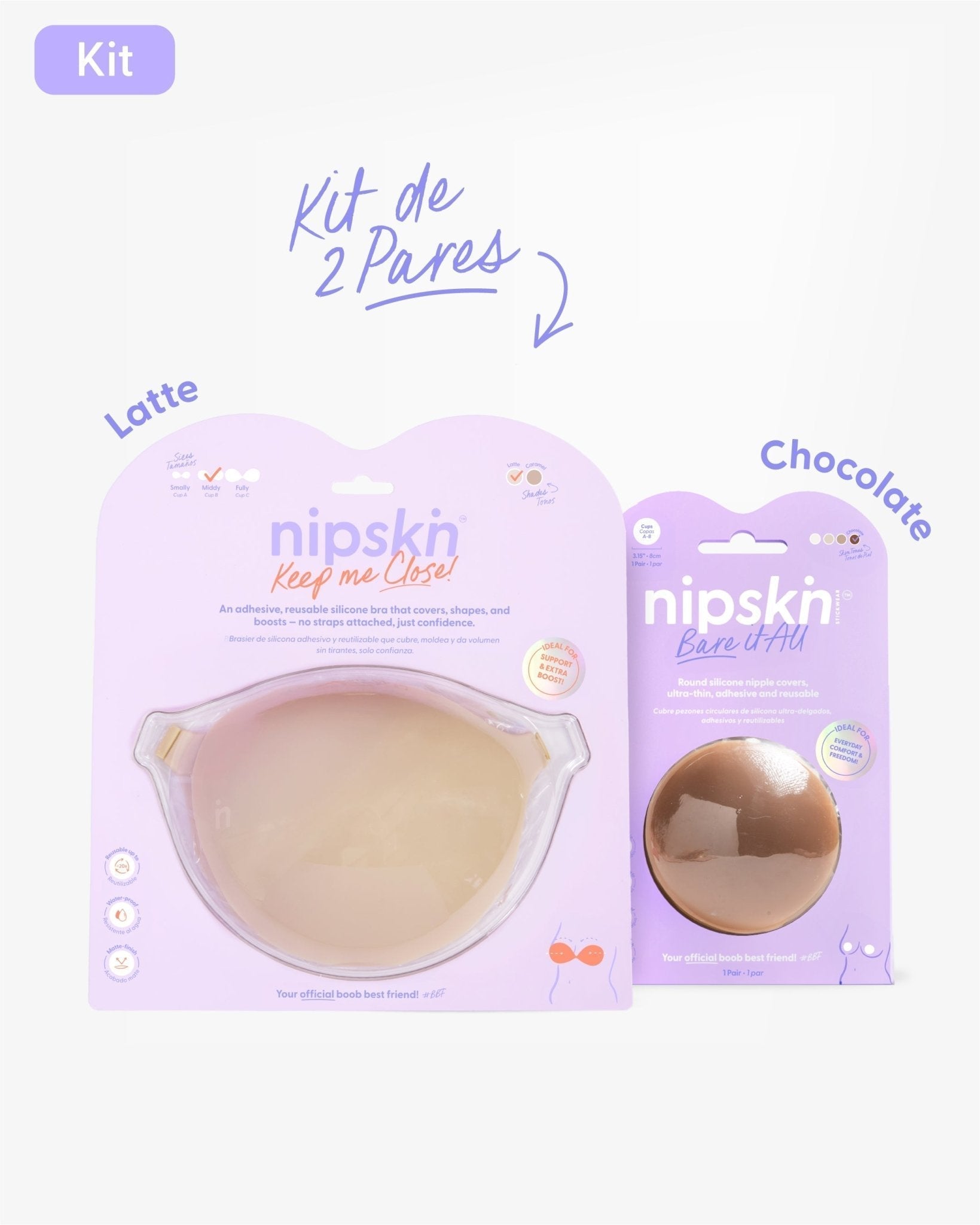 Kit Brasier Adhesivo + Cubre Pezón de Silicona (Talla M) - Nipskin® - Nipskin ES