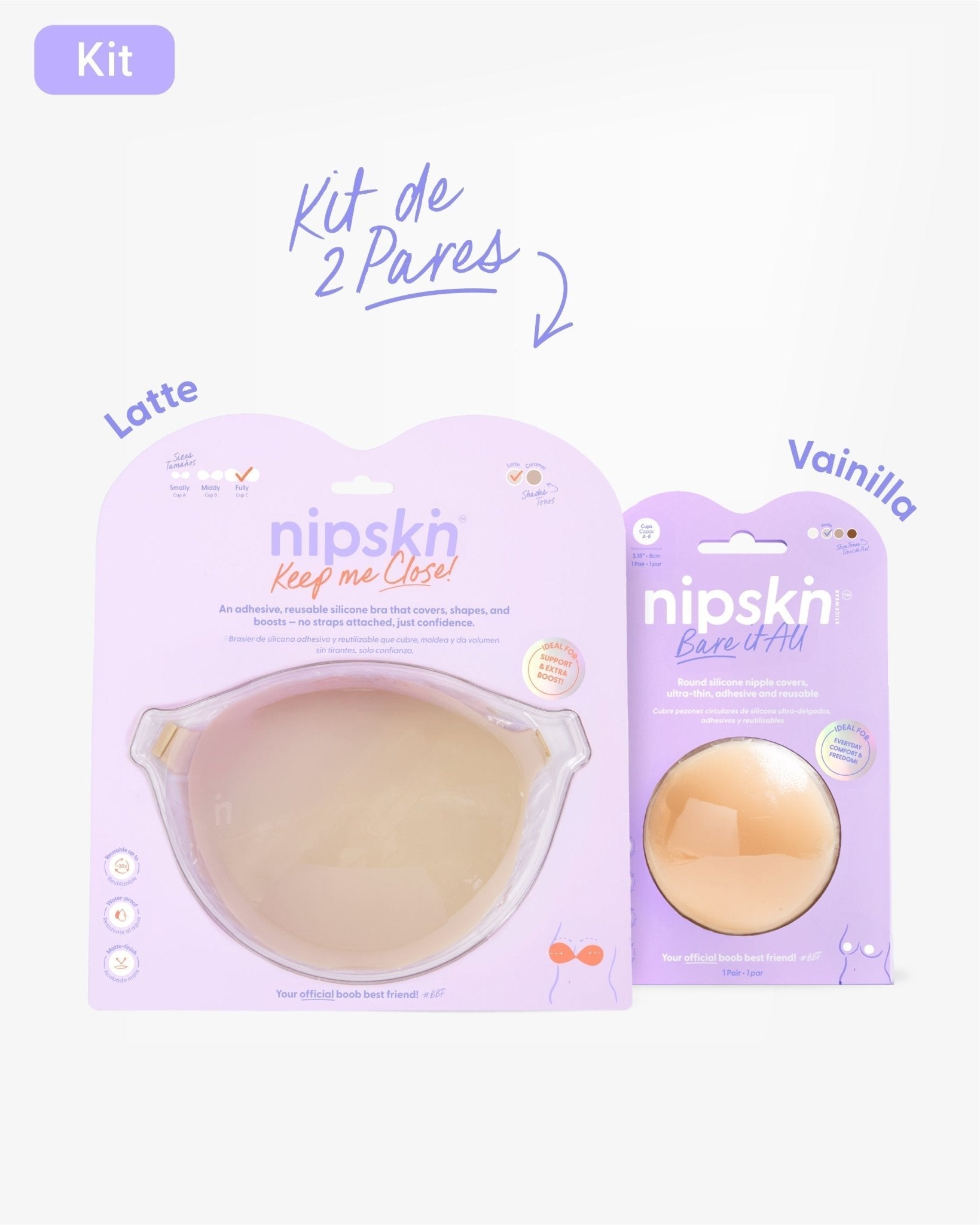 Kit Brasier Adhesivo + Cubre Pezón de Silicona (Talla M) - Nipskin® - Nipskin ES