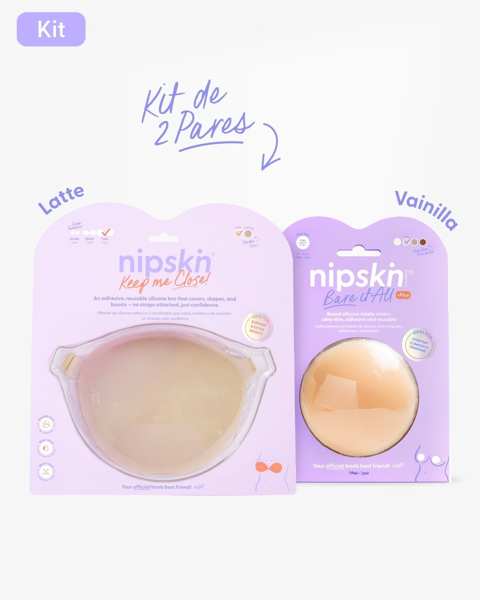 Kit Brasier Adhesivo + Cubre Pezón de Silicona (Talla PLUS) - Nipskin® - Nipskin ES