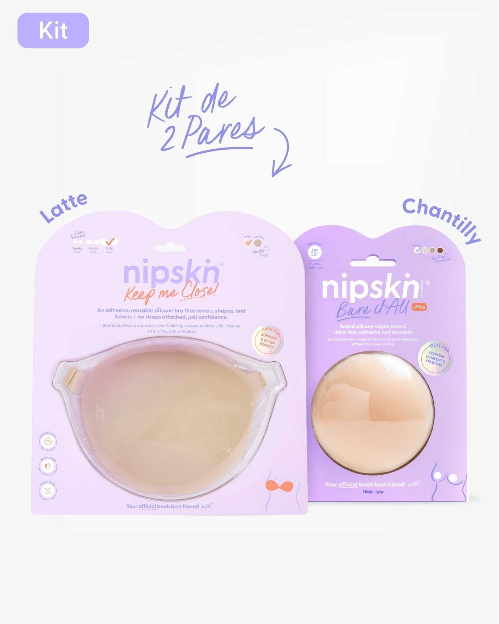 Kit Brasier Adhesivo + Cubre Pezón de Silicona (Talla PLUS) - Nipskin® - Nipskin ES