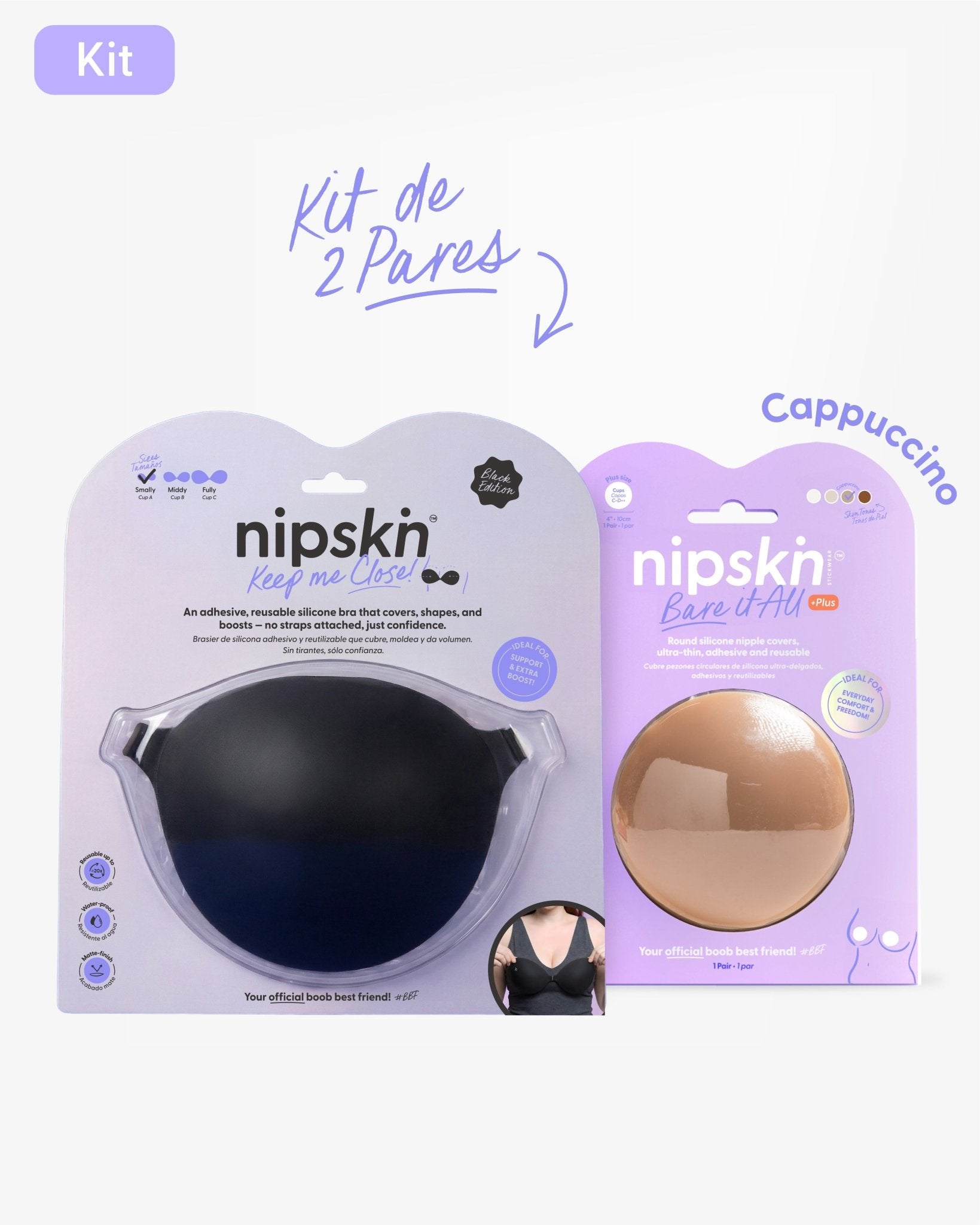 Kit Brasier Adhesivo + Cubre Pezón de Silicona (Talla PLUS) - Nipskin® - Nipskin ES