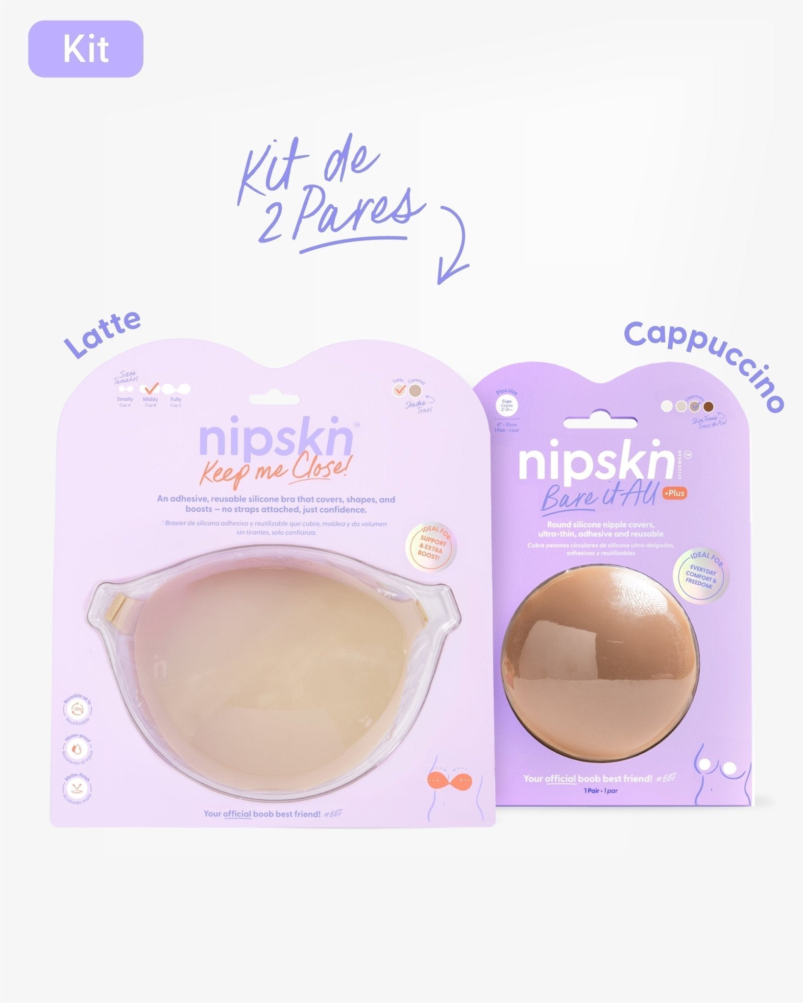 Kit Brasier Adhesivo + Cubre Pezón de Silicona (Talla PLUS) - Nipskin® - Nipskin ES