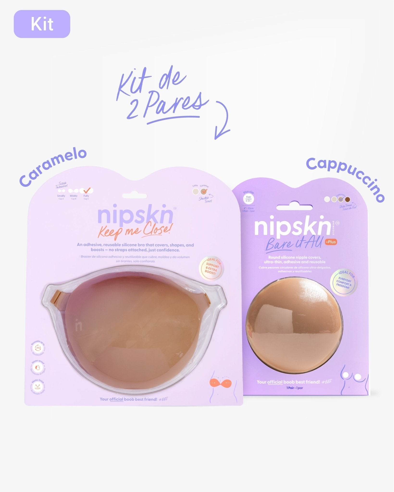 Kit Brasier Adhesivo + Cubre Pezón de Silicona (Talla PLUS) - Nipskin® - Nipskin ES