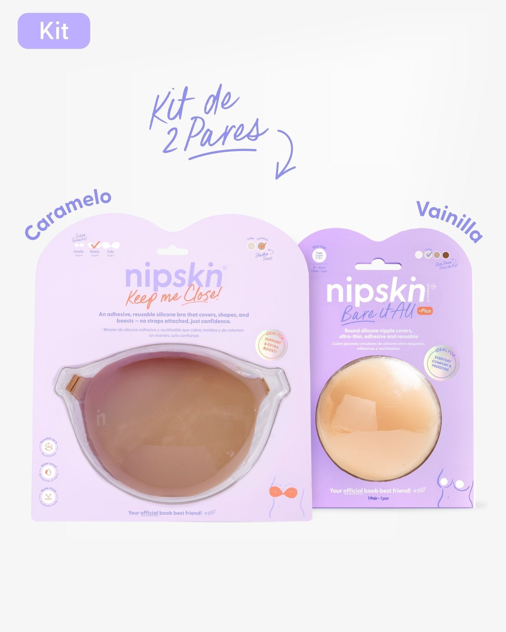 Kit Brasier Adhesivo + Cubre Pezón de Silicona (Talla PLUS) - Nipskin® - Nipskin ES