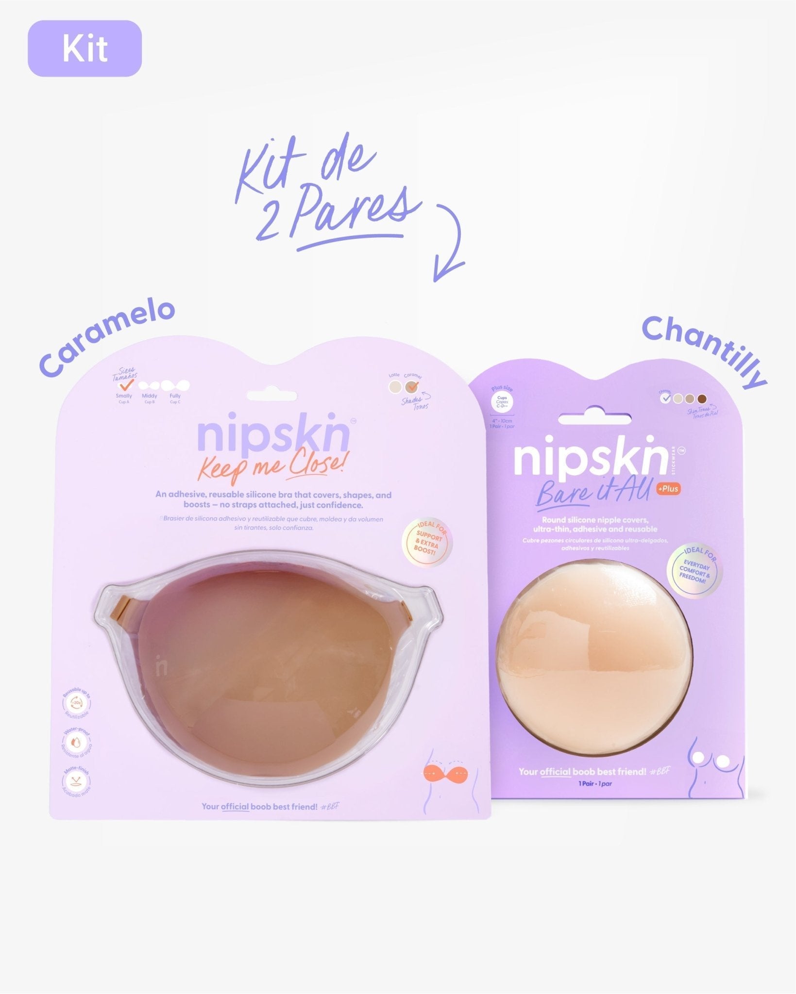 Kit Brasier Adhesivo + Cubre Pezón de Silicona (Talla PLUS) - Nipskin® - Nipskin ES