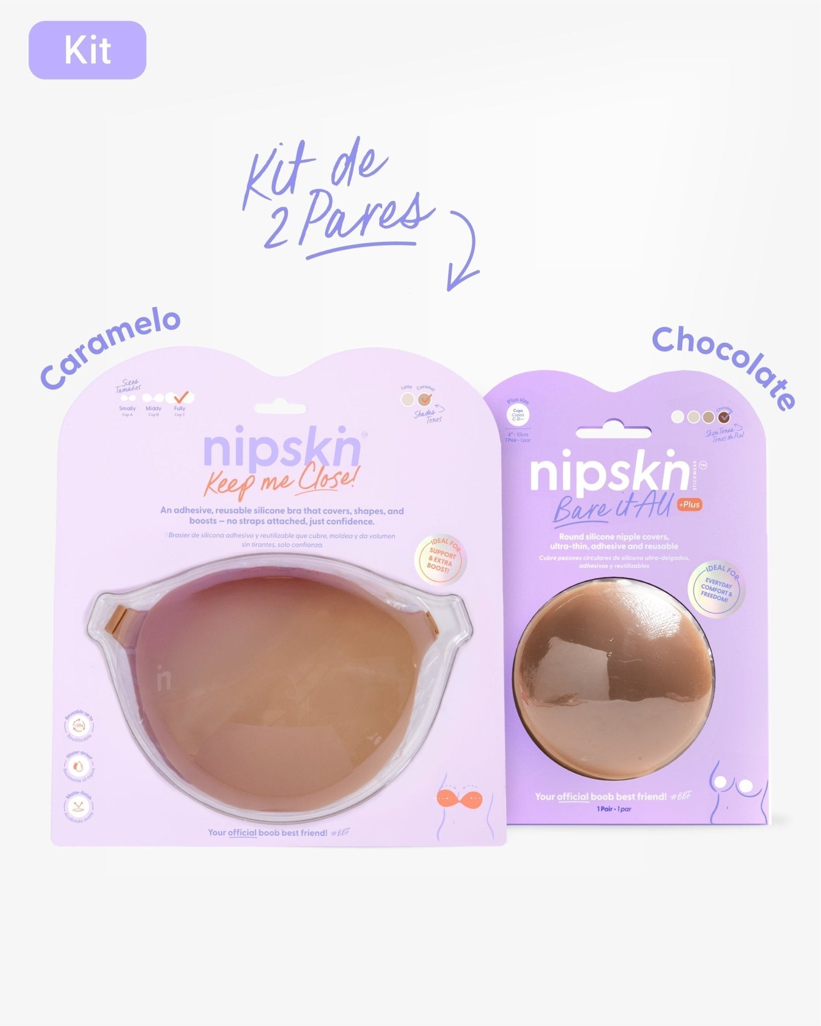 Kit Brasier Adhesivo + Cubre Pezón de Silicona (Talla PLUS) - Nipskin® - Nipskin ES