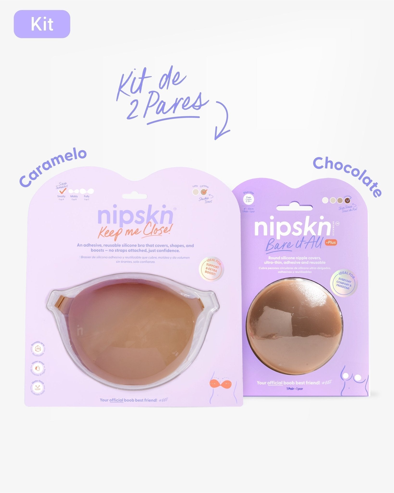 Kit Brasier Adhesivo + Cubre Pezón de Silicona (Talla PLUS) - Nipskin® - Nipskin ES
