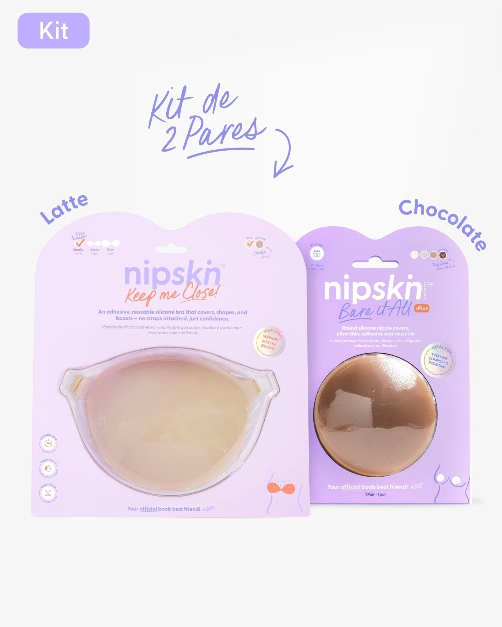 Kit Brasier Adhesivo + Cubre Pezón de Silicona (Talla PLUS) - Nipskin® - Nipskin ES
