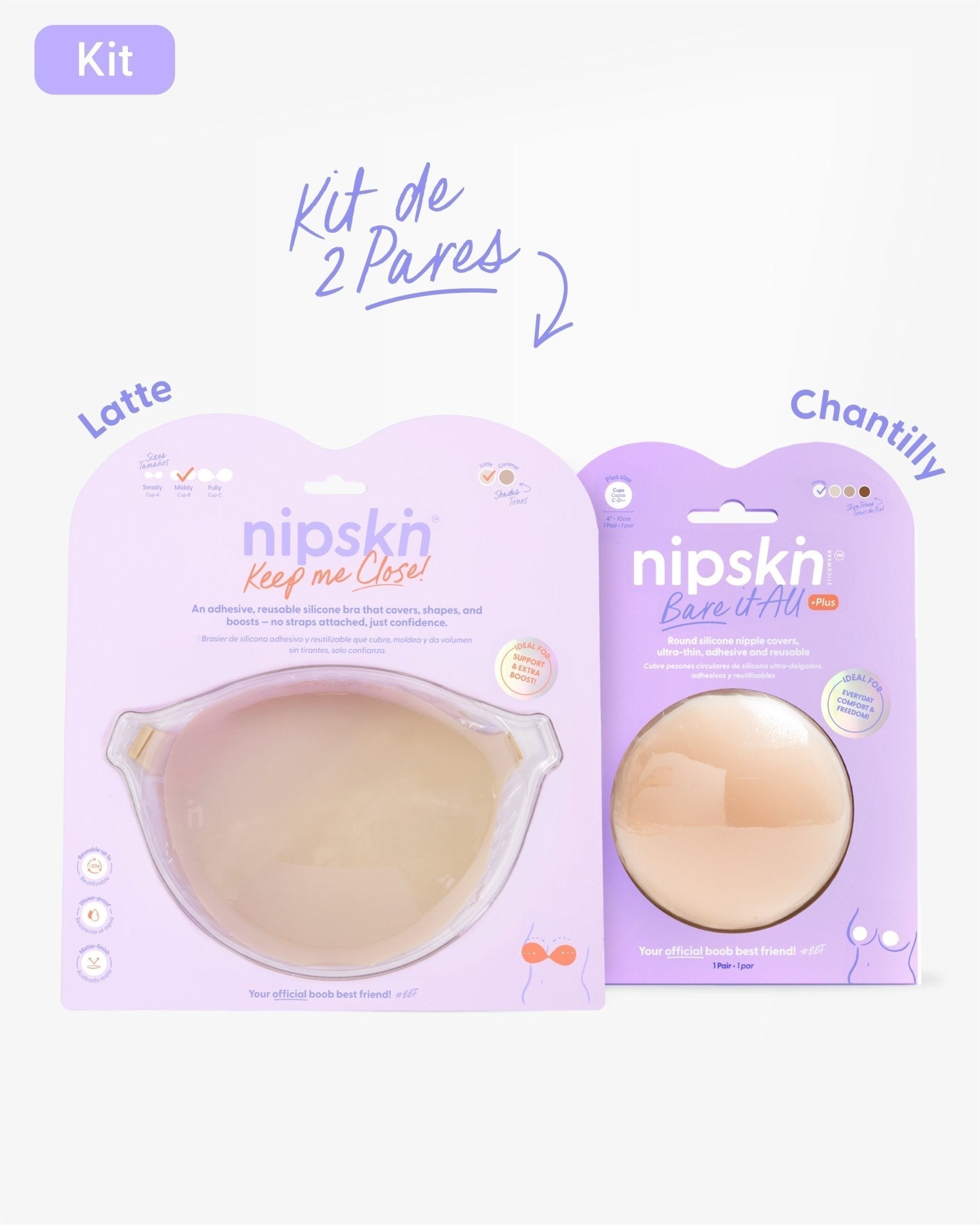 Kit Brasier Adhesivo + Cubre Pezón de Silicona (Talla PLUS) - Nipskin® - Nipskin ES