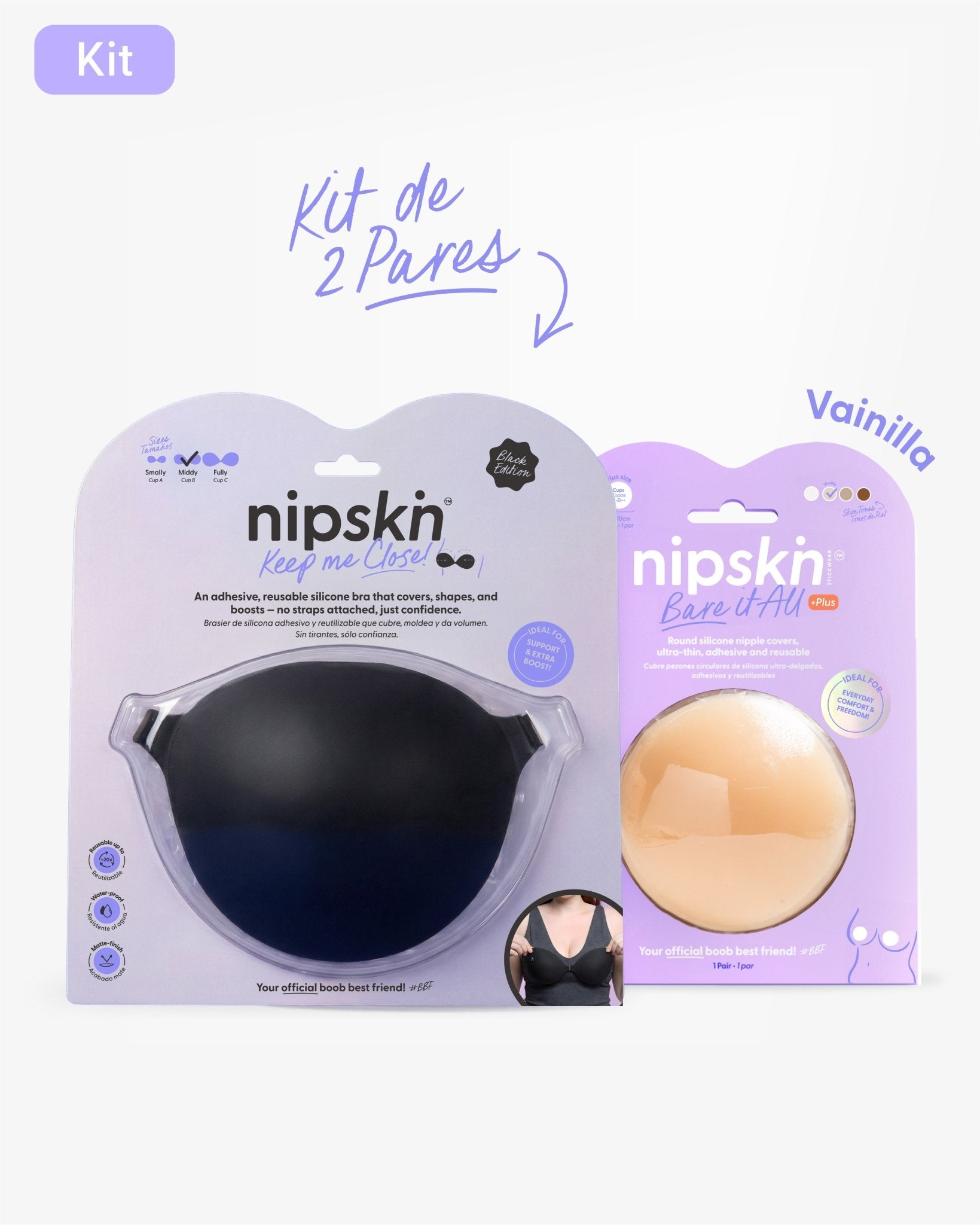 Kit Brasier Adhesivo + Cubre Pezón de Silicona (Talla PLUS) - Nipskin® - Nipskin ES