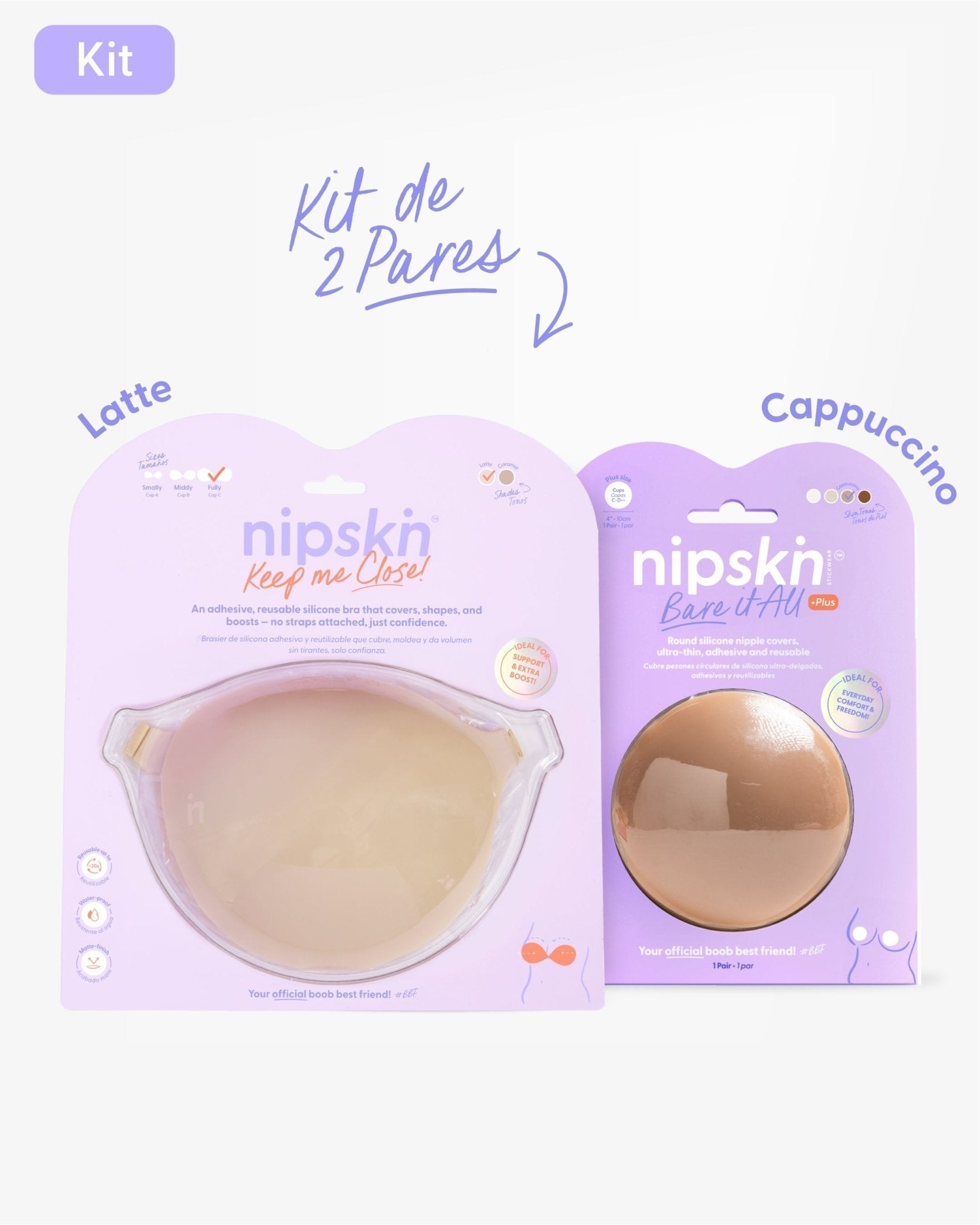 Kit Brasier Adhesivo + Cubre Pezón de Silicona (Talla PLUS) - Nipskin® - Nipskin ES