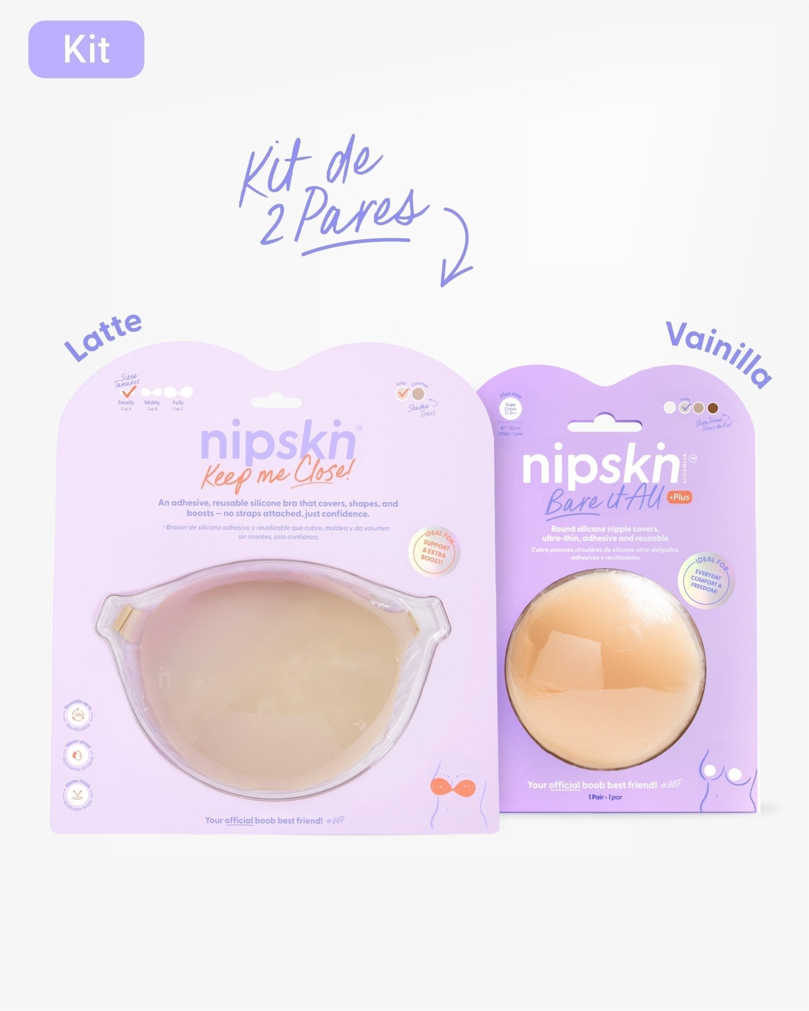 Kit Brasier Adhesivo + Cubre Pezón de Silicona (Talla PLUS) - Nipskin® - Nipskin ES