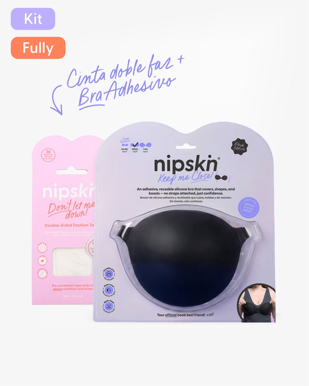Kit Brasier Adhesivo de Silicona, Keep Me Close + Cinta Doble Faz - Nipskin® - Nipskin ES