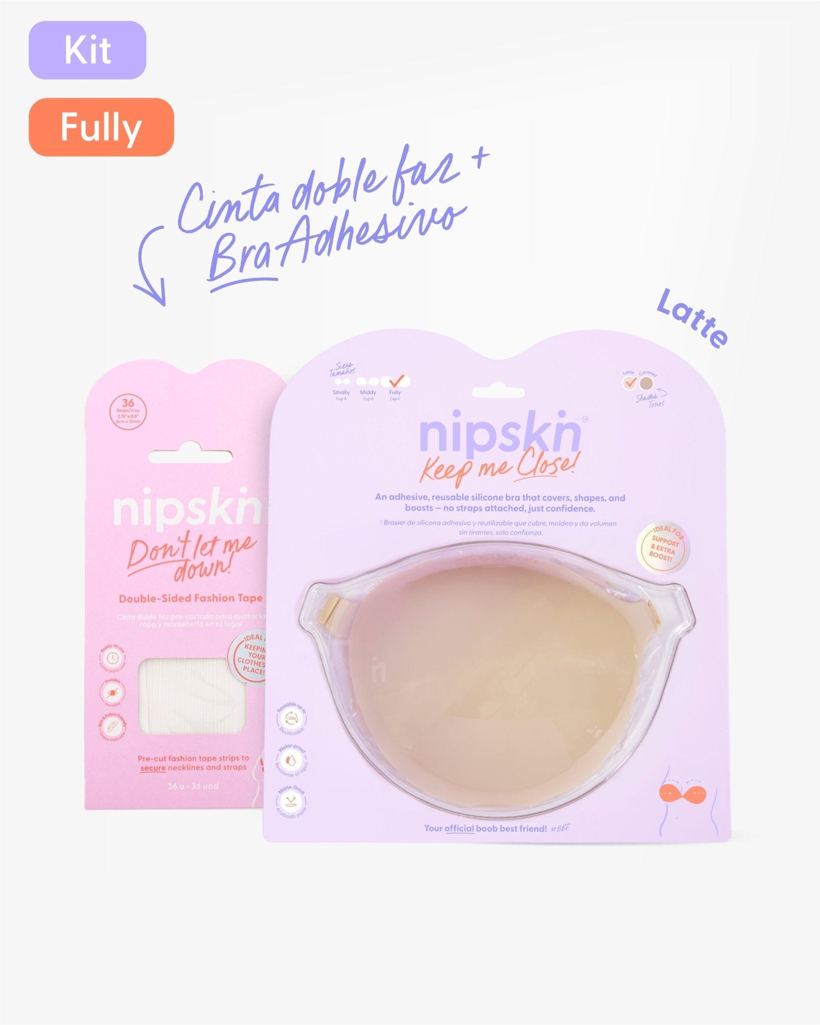 Kit Brasier Adhesivo de Silicona, Keep Me Close + Cinta Doble Faz - Nipskin® - Nipskin ES