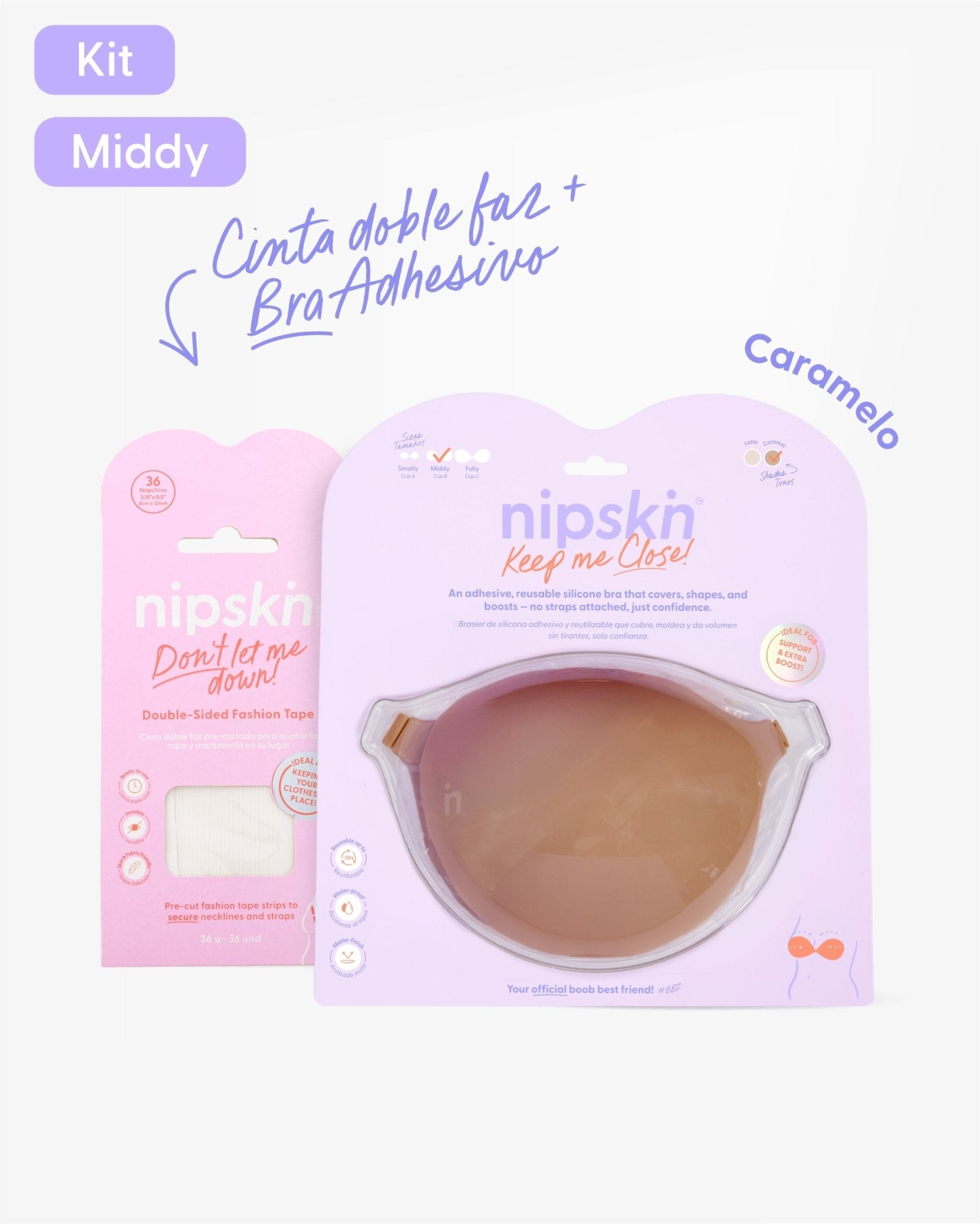 Kit Brasier Adhesivo de Silicona, Keep Me Close + Cinta Doble Faz - Nipskin® - Nipskin ES