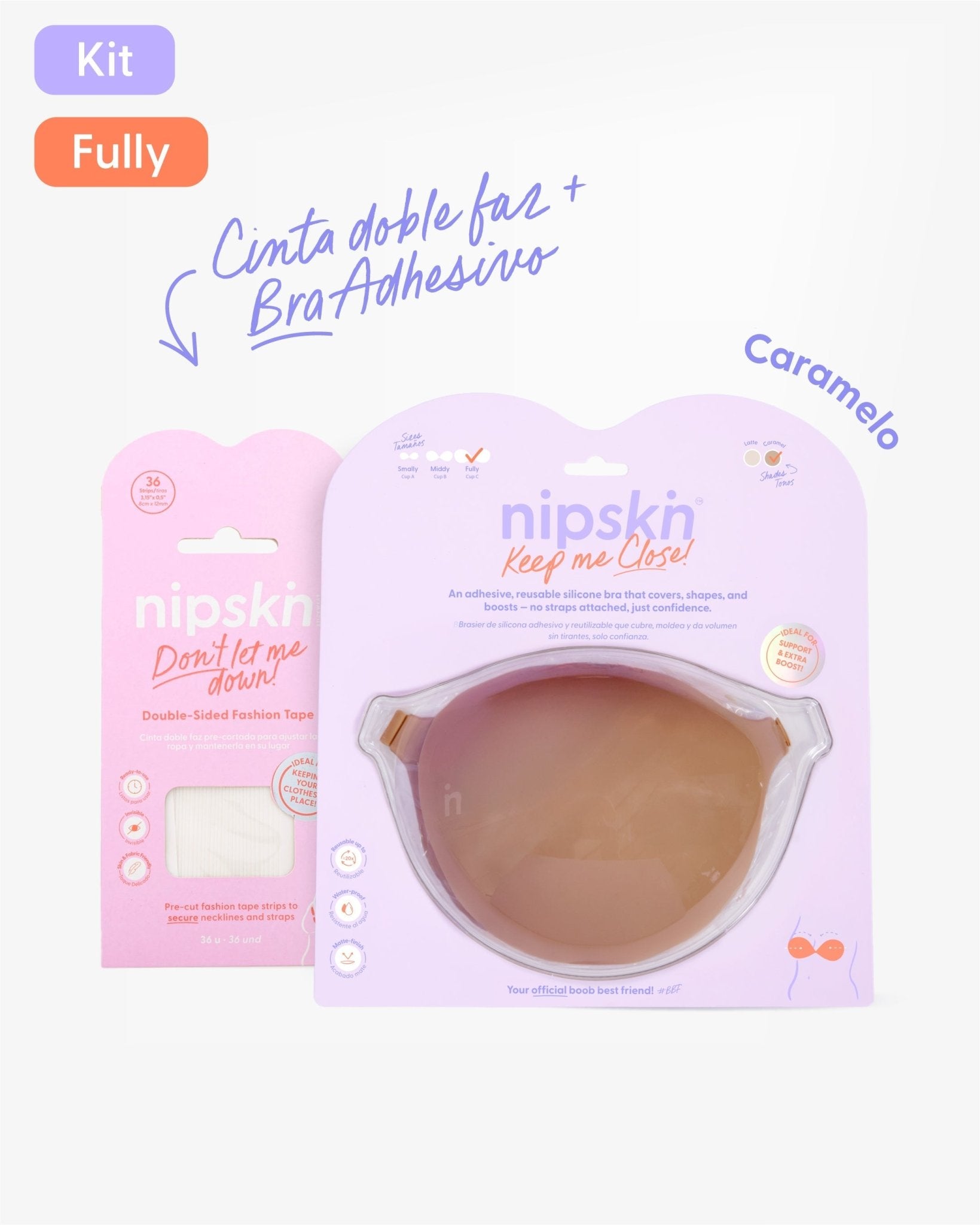 Kit Brasier Adhesivo de Silicona, Keep Me Close + Cinta Doble Faz - Nipskin® - Nipskin ES