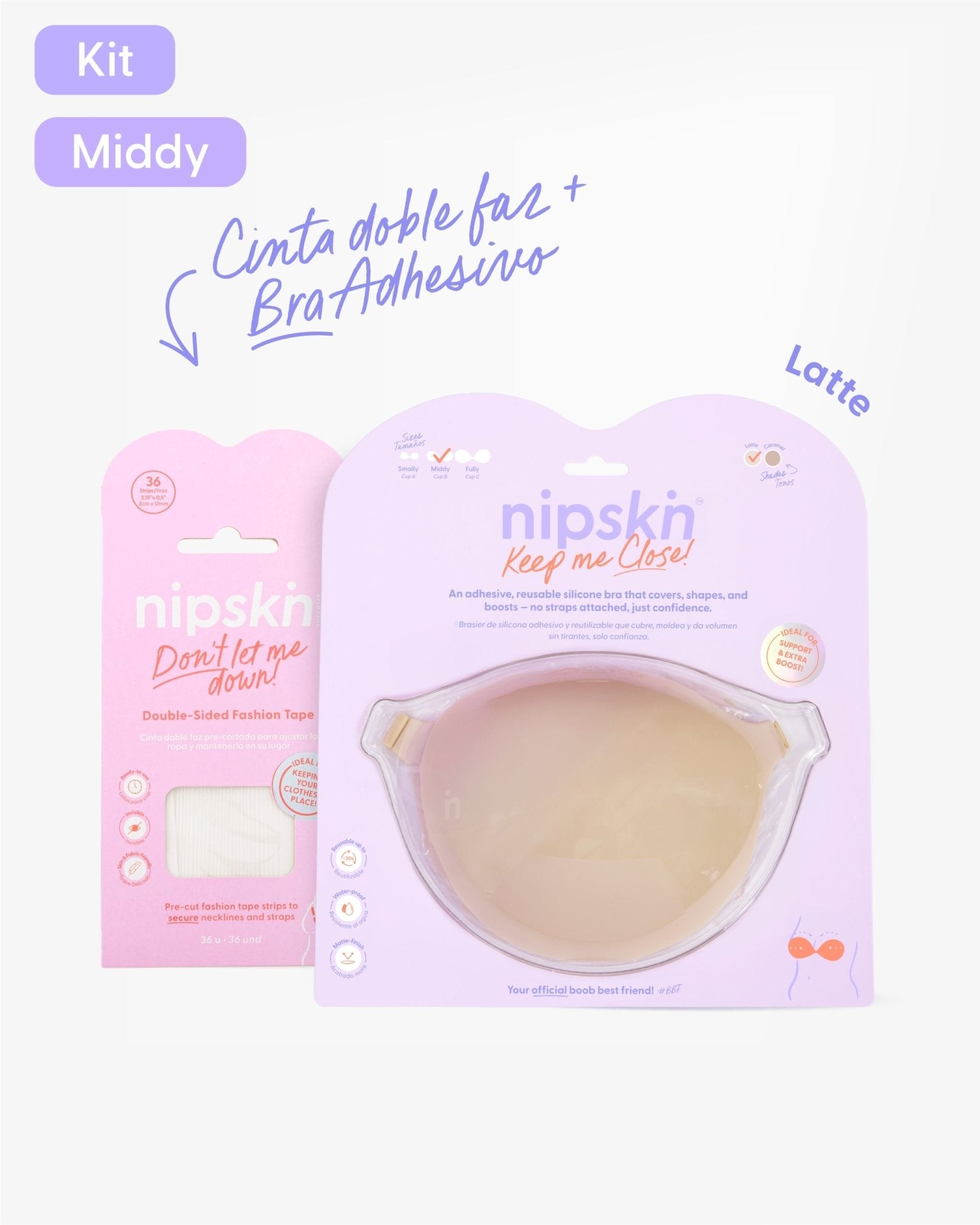 Kit Brasier Adhesivo de Silicona, Keep Me Close + Cinta Doble Faz - Nipskin® - Nipskin ES