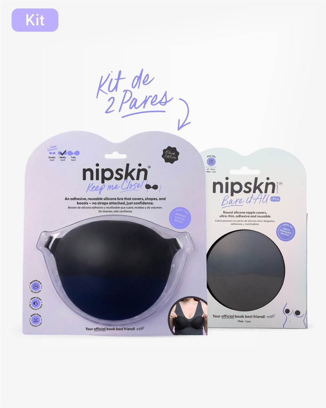 Kit Brasier Adhesivo Negro+ Cubre Pezón de Silicona Negro - Nipskin® - Nipskin ES
