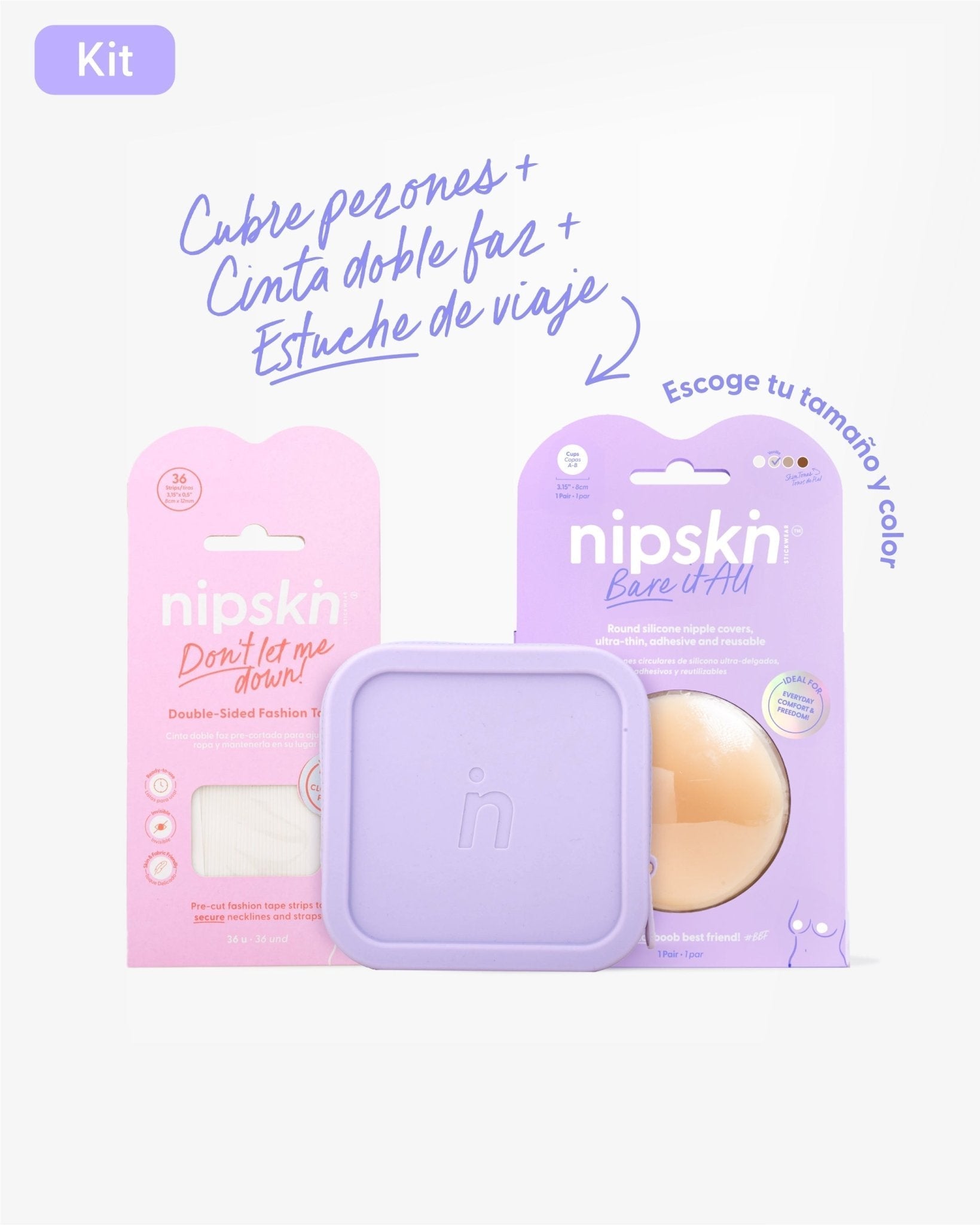 Kit de Pezoneras de Silicona, Cinta para Ropa y Estuche - Nipskin® - Nipskin