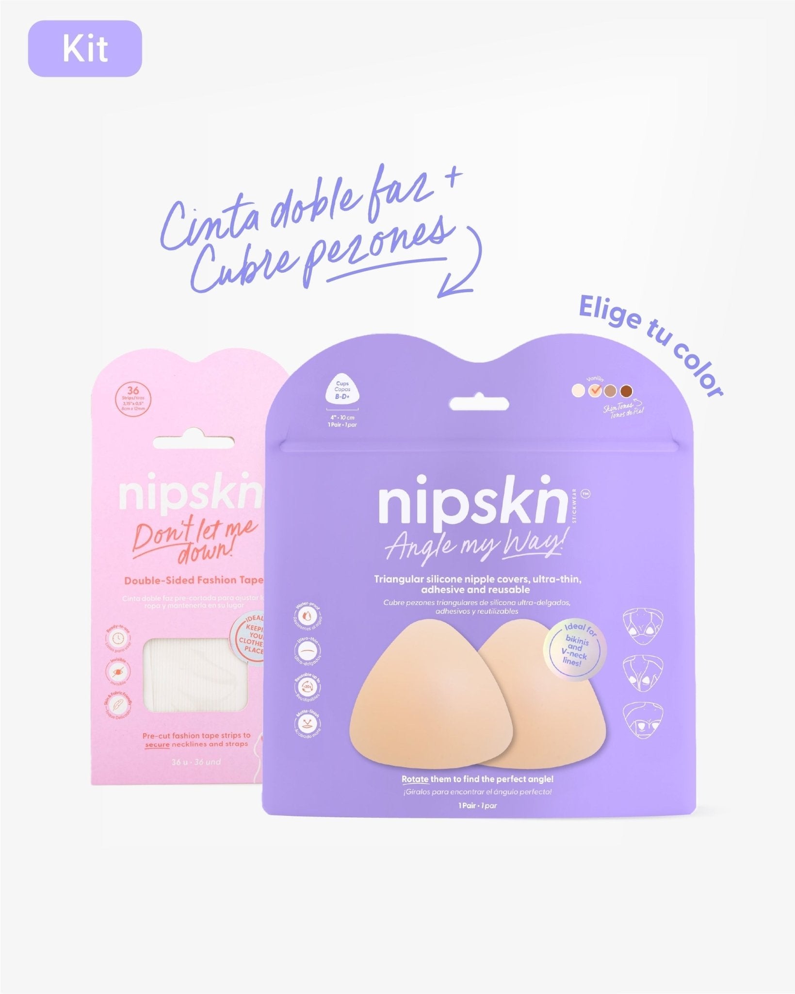 Kit Escotes Perfectos - Cubre Pezones de Silicona y Cinta Doble Faz Nipskin® - Nipskin ES