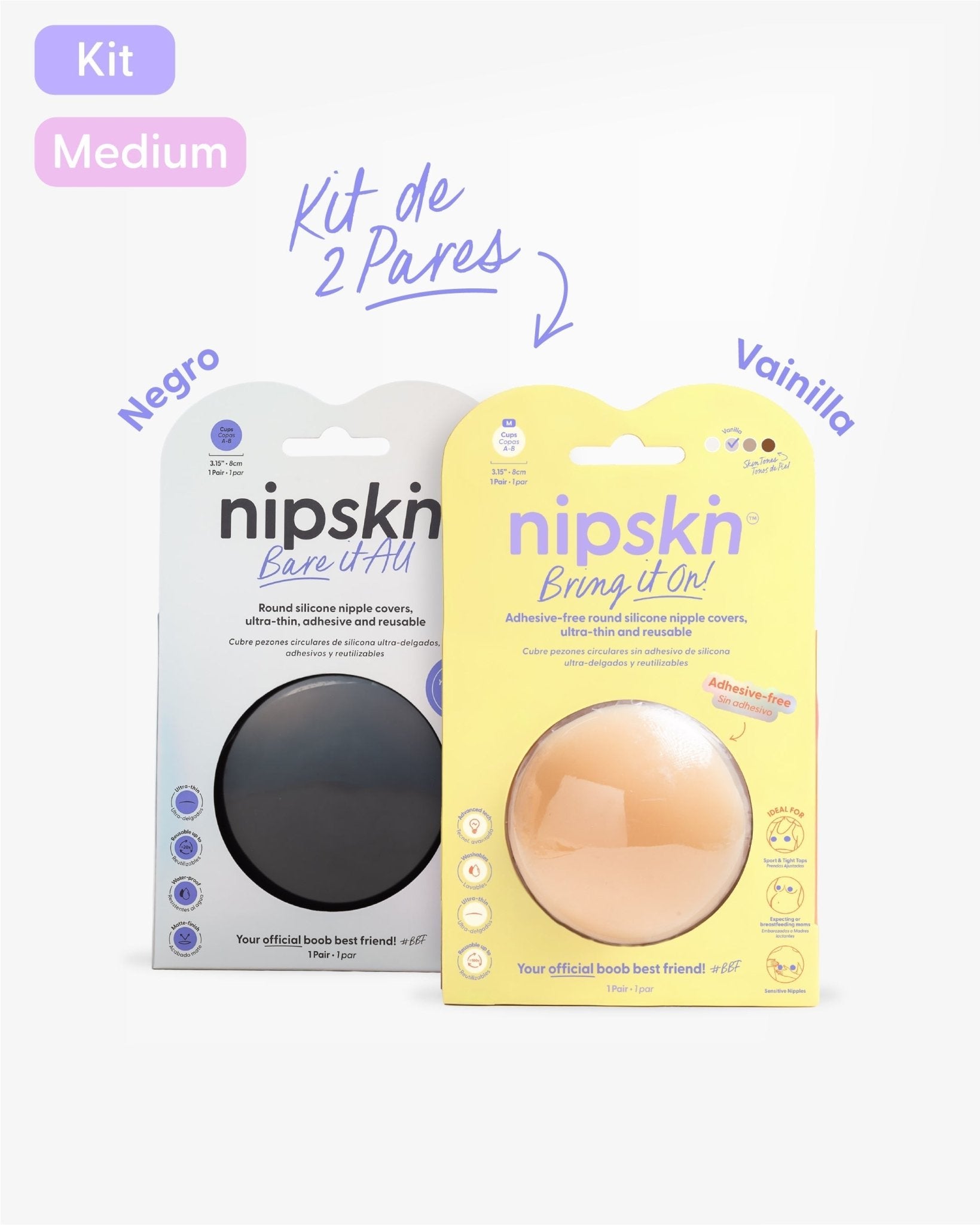 Kit Pezoneras Sin Adhesivo + Pezoneras Negras | Nipskin® - Nipskin ES
