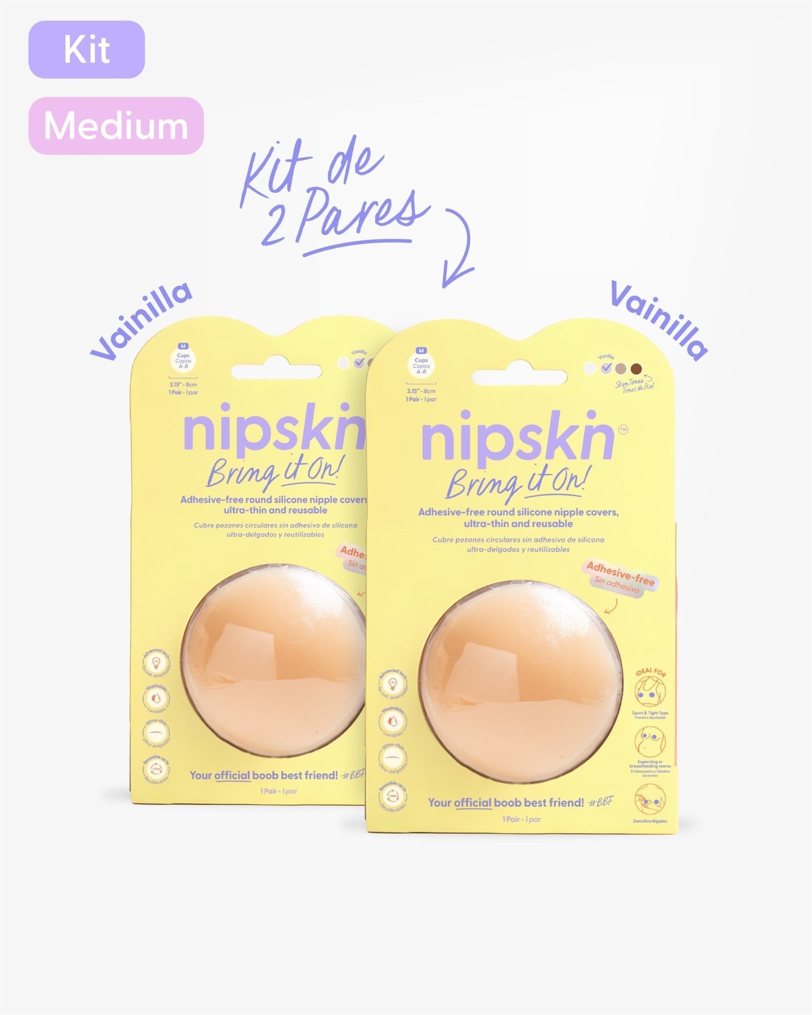 Kit x2 Pezoneras Sin Adhesivo Reutilizables, Bring It On | Nipskin® - Nipskin ES