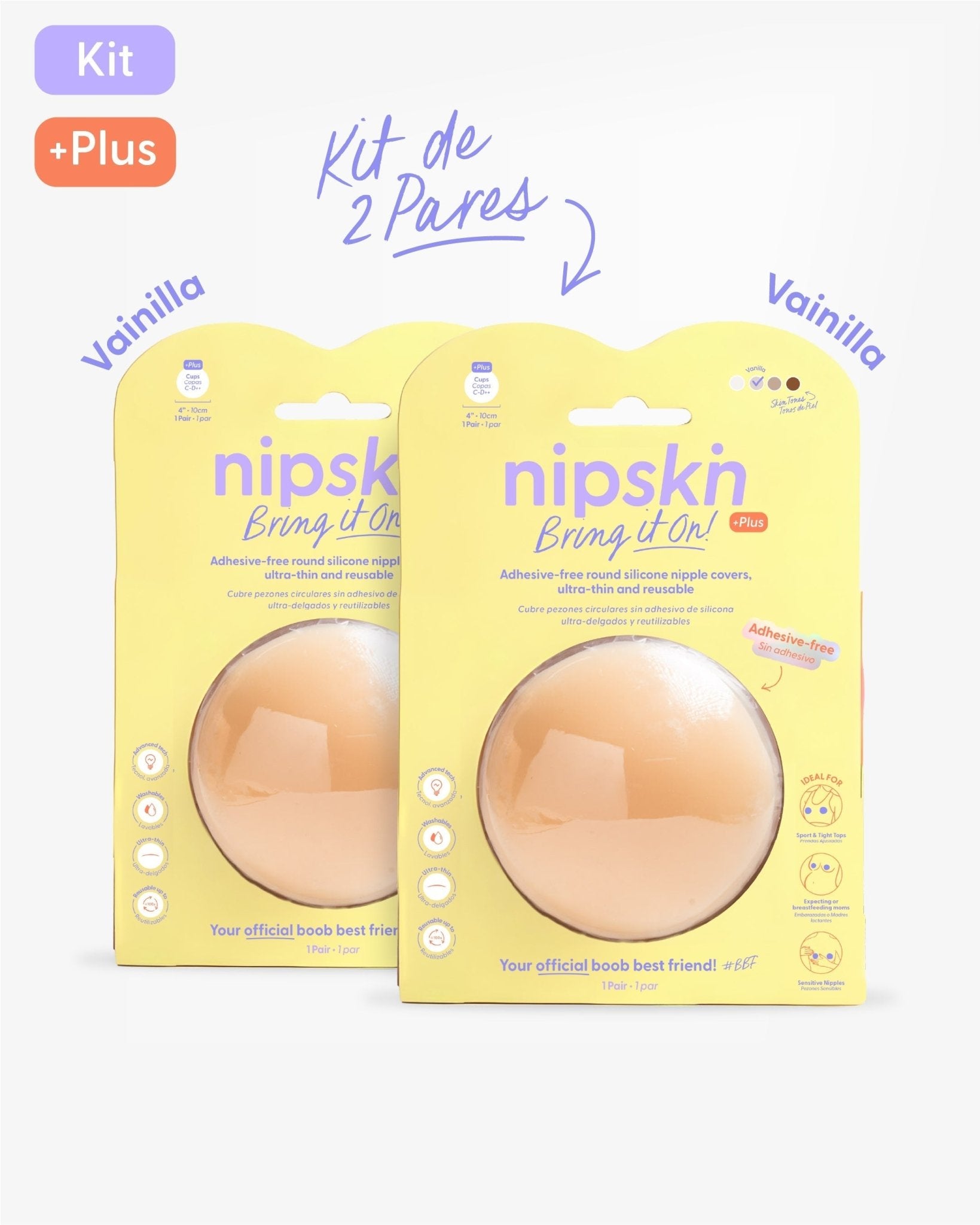 Kit x2 Pezoneras Sin Adhesivo Reutilizables, Bring It On | Nipskin® - Nipskin ES
