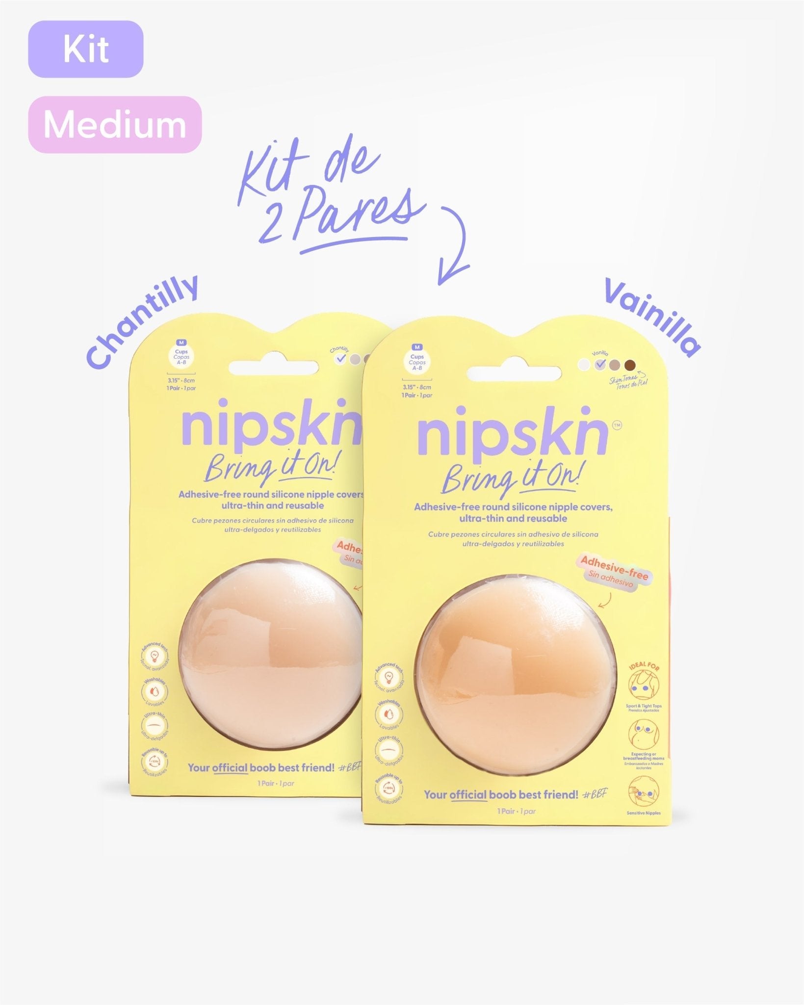 Kit x2 Pezoneras Sin Adhesivo Reutilizables, Bring It On | Nipskin® - Nipskin ES